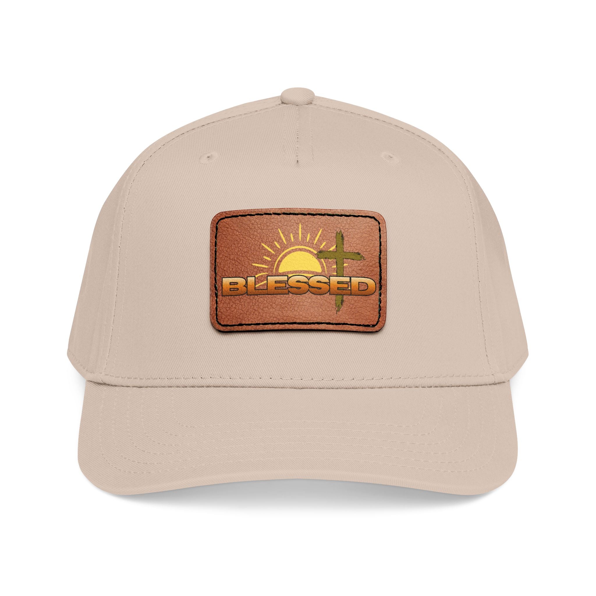 'Blessed' Sunrise Leather Patch Baseball Cap — Sunrise Cross Christian Hat