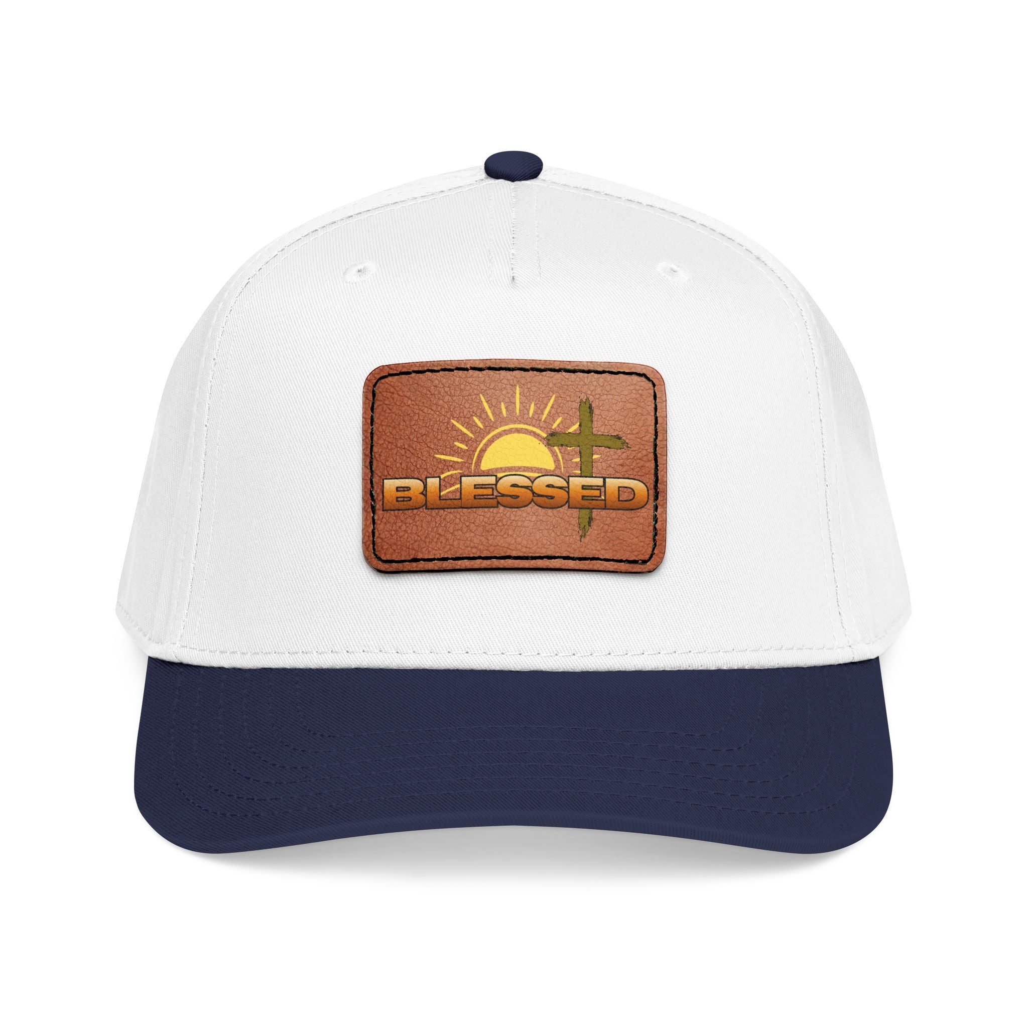 'Blessed' Sunrise Leather Patch Baseball Cap — Sunrise Cross Christian Hat