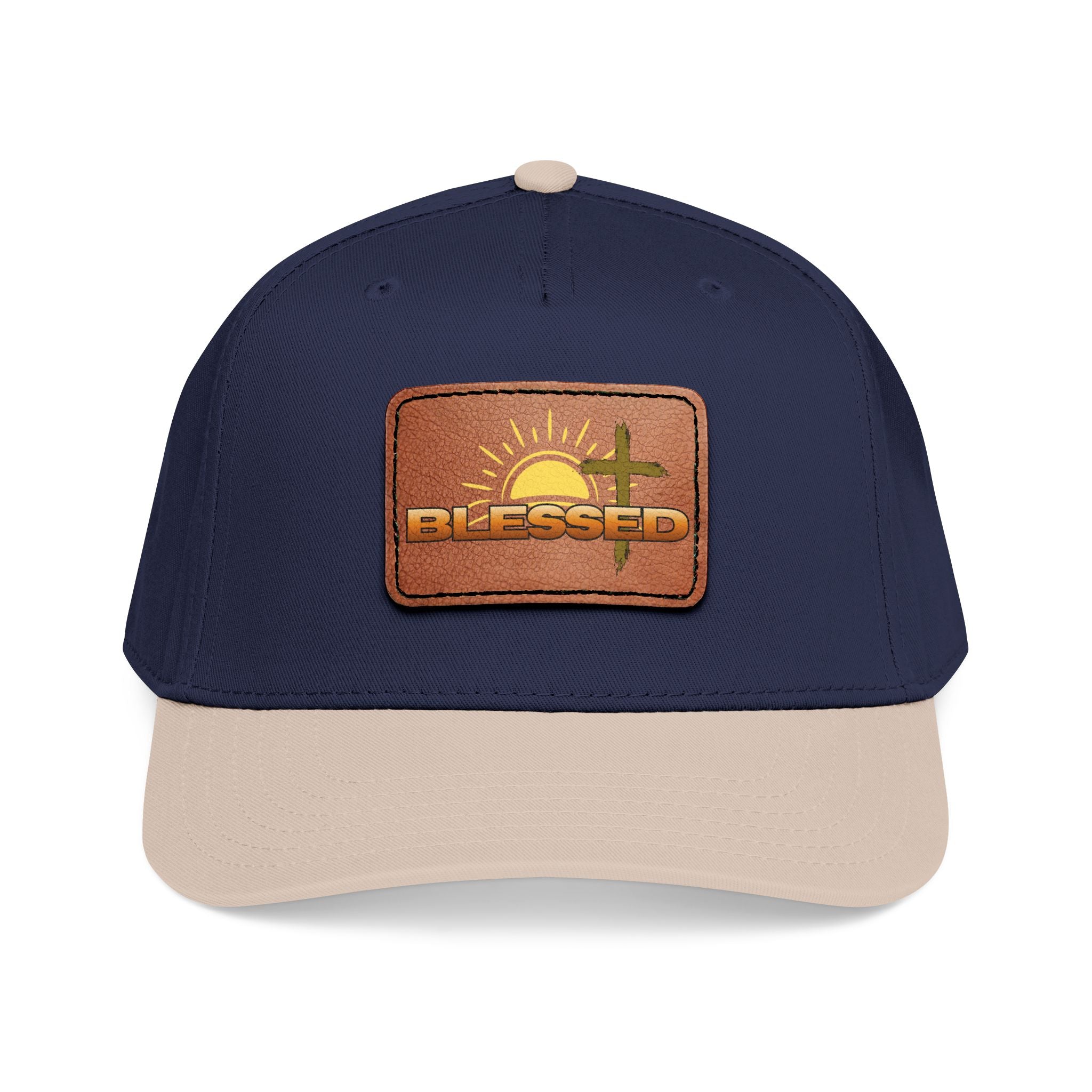 'Blessed' Sunrise Leather Patch Baseball Cap — Sunrise Cross Christian Hat