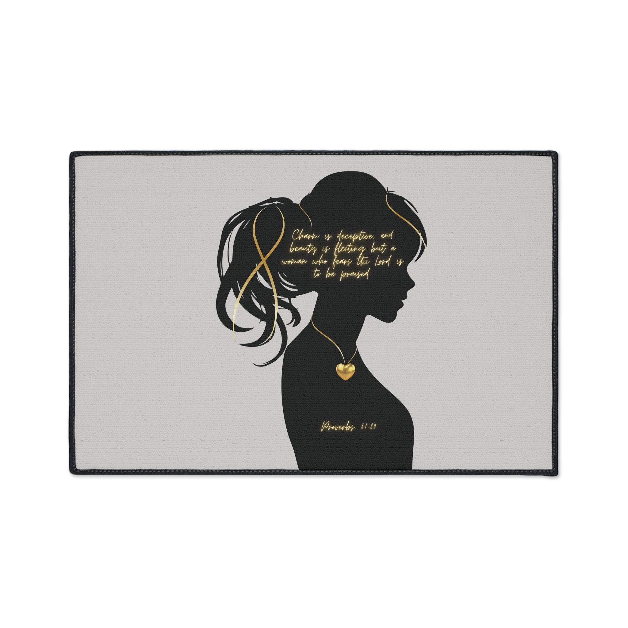 'You Are': Gold Heart — Proverbs 31 Woman Floor Mat