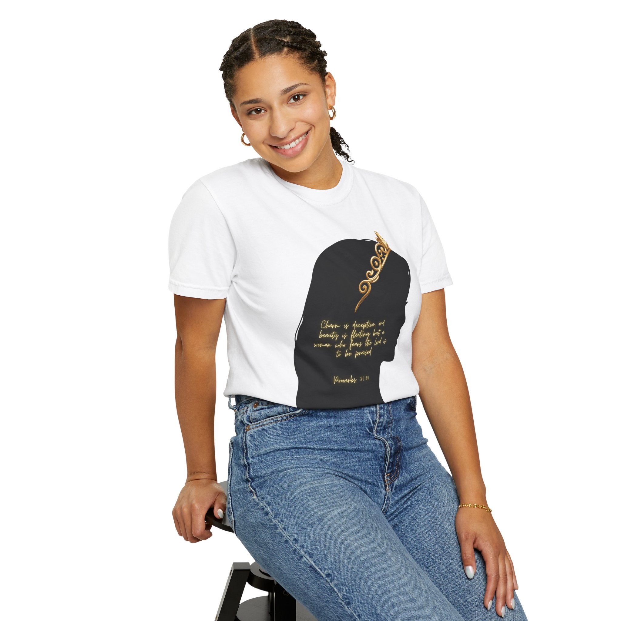 Proverbs 31:30 Gold Crown - T-Shirt