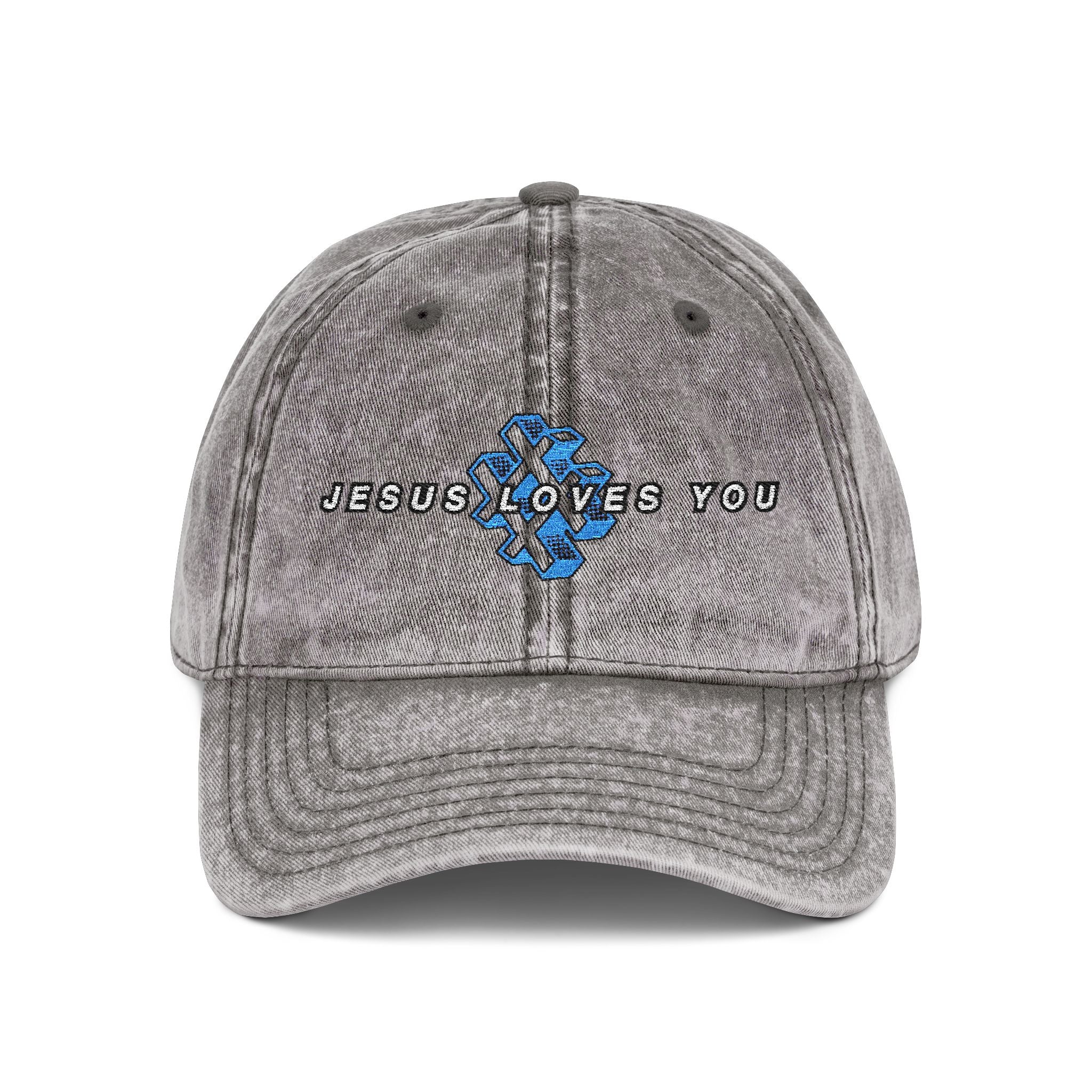 '# Jesus Loves You' Embroidered Vintage Cap
