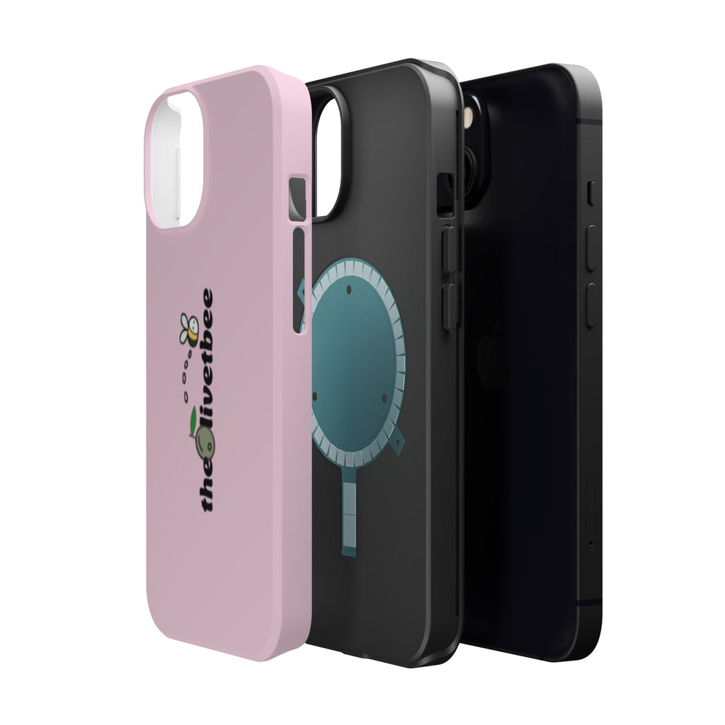 Pink Magnetic Impact-Resistant Phone Case — 'theolivetbee' , Shockproof MagSafe-Compatible Protection