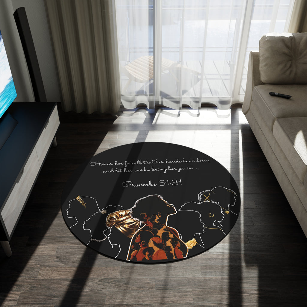 "Proverbs 31:31" Woman — Round Rug