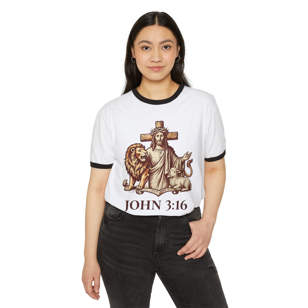 'Jesus The Lion & Lamb' - Ringer T-Shirt