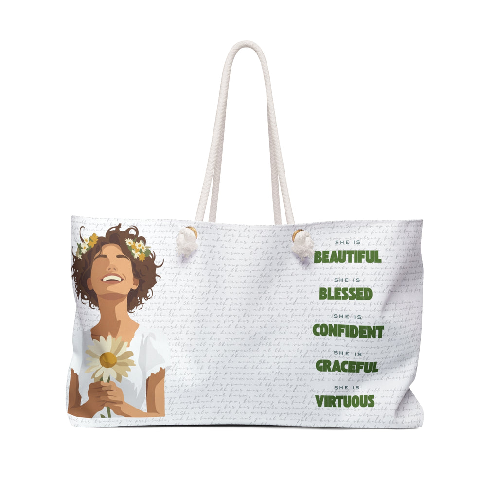 Proverbs 31:30 Woman — Floral Maiden Weekender Bag