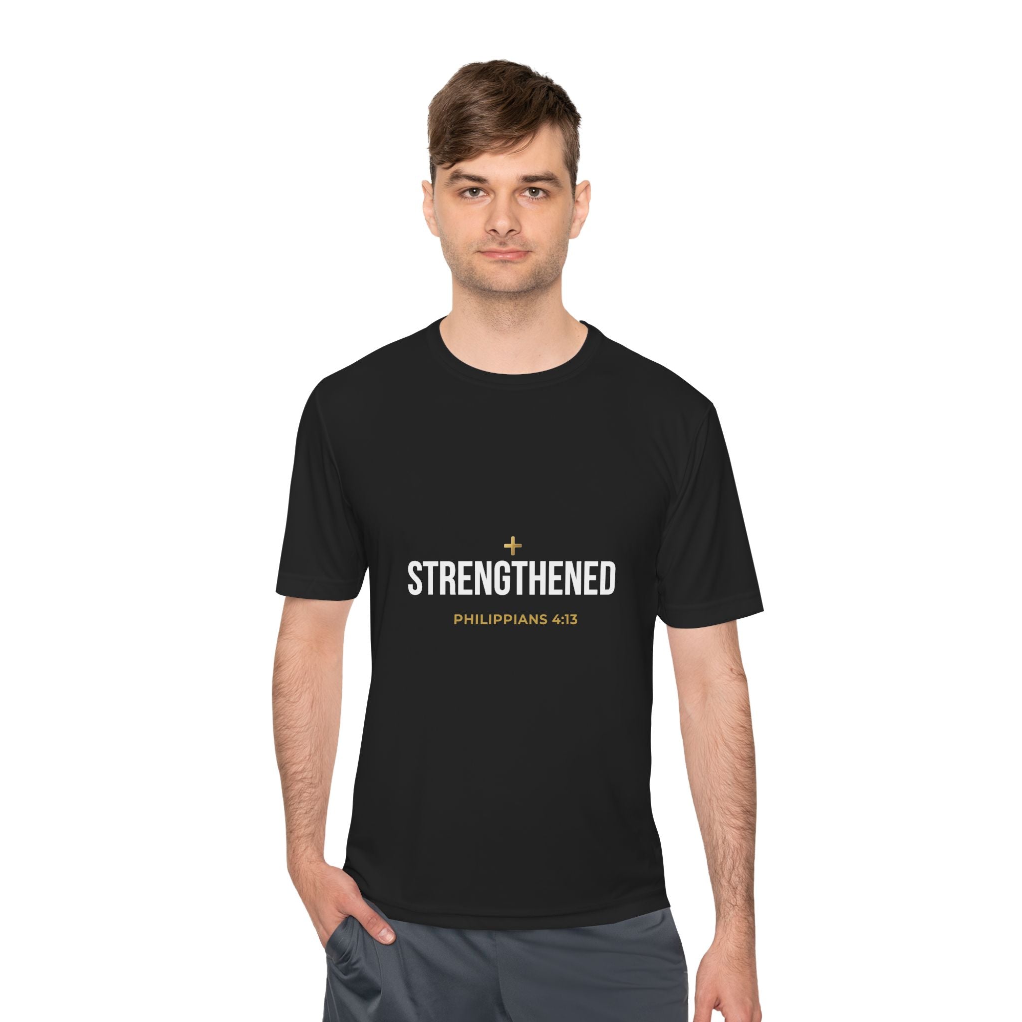 Philippians 4:13: 'Strengthen' Moisture-Wicking Tee