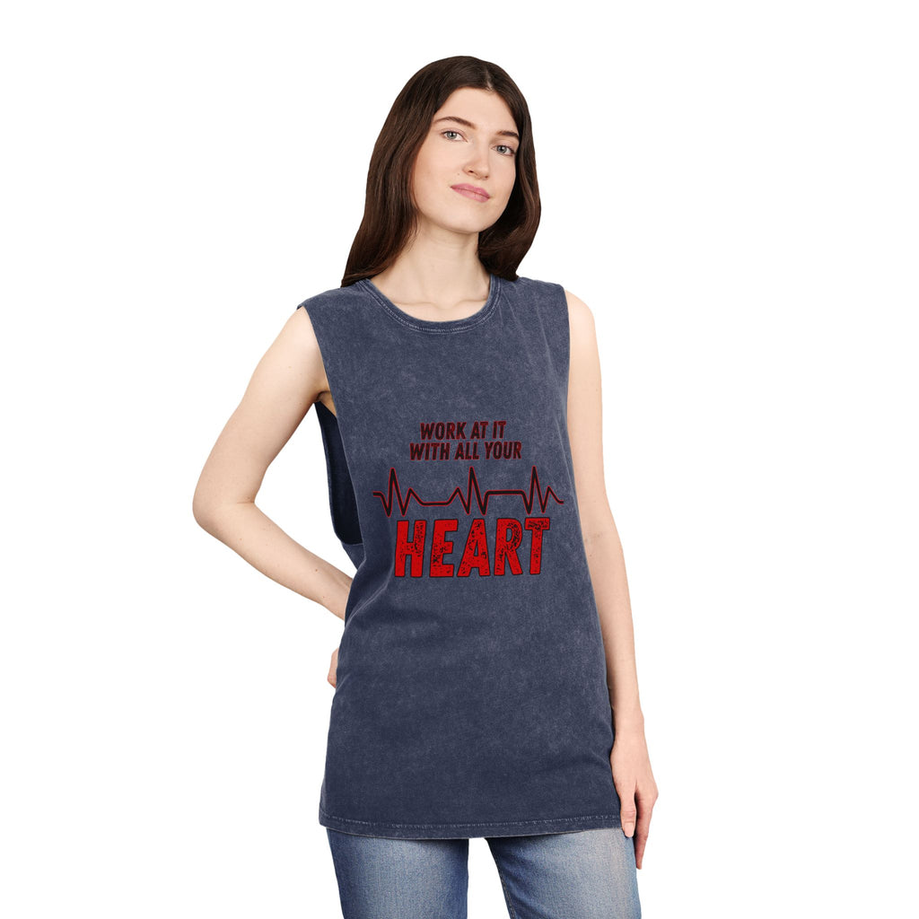 Colossians 3:23: "Work At It With All Your Heart"  — Stonewash Tank Top