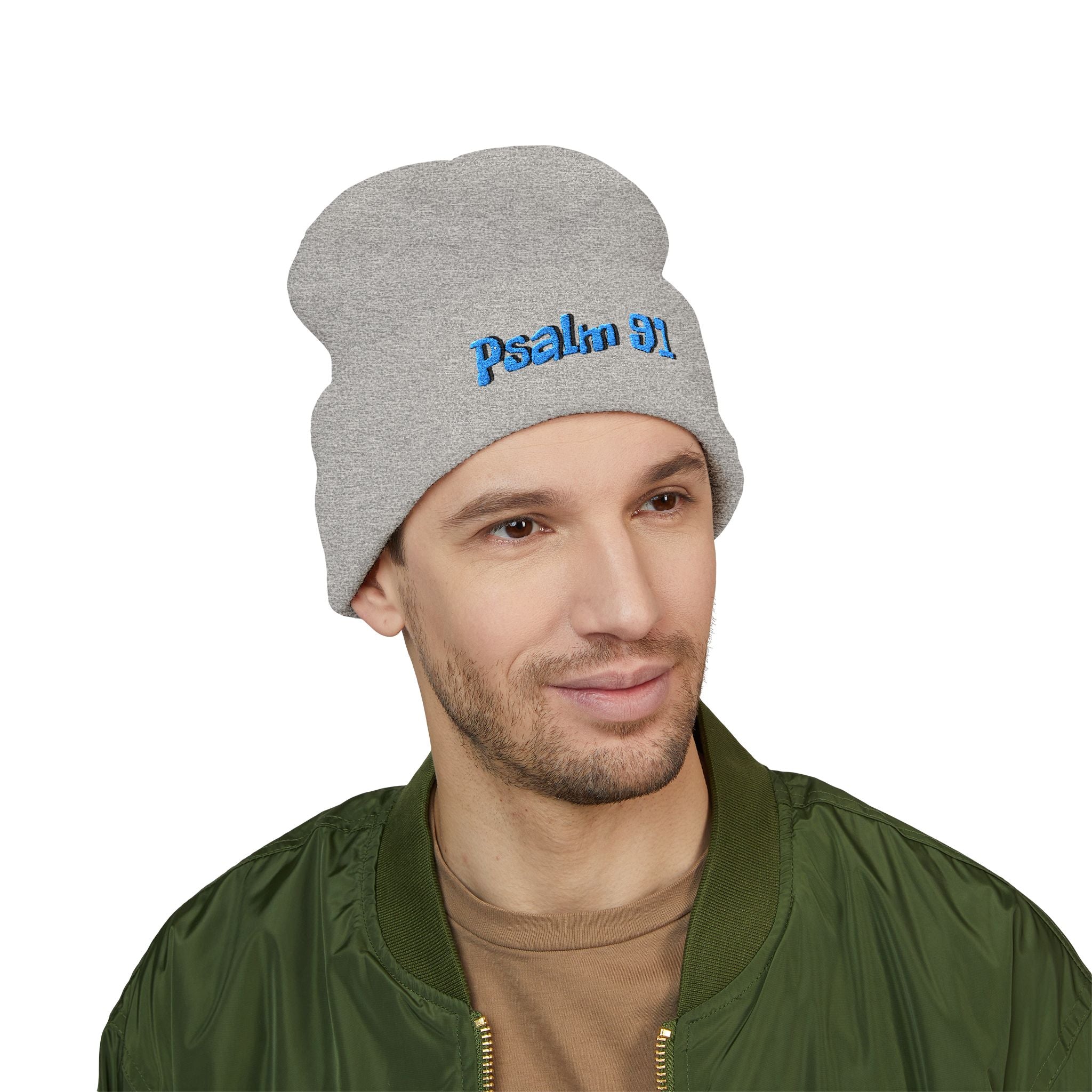 Psalm 91 Embroidered Cuffed Beanie