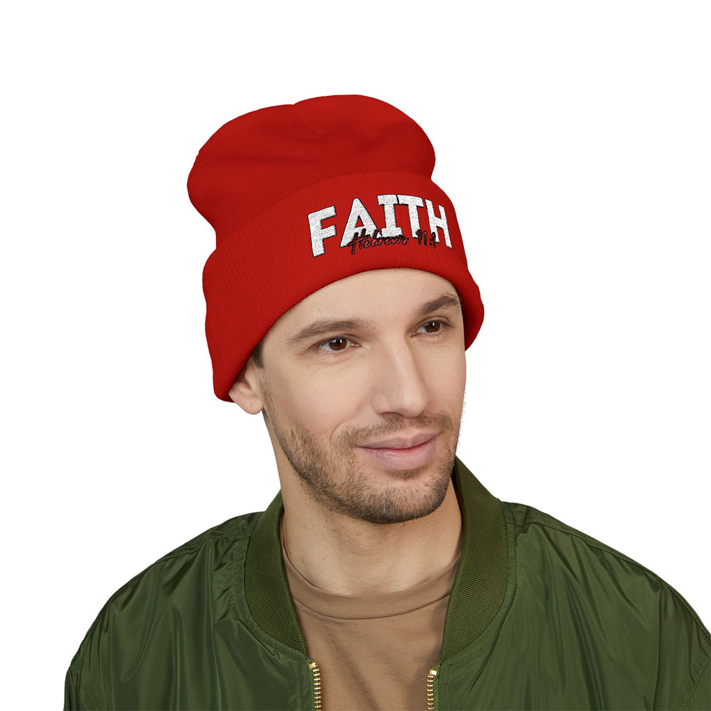 Hebrews 11:1 Faith Embroidered Cuffed Beanie