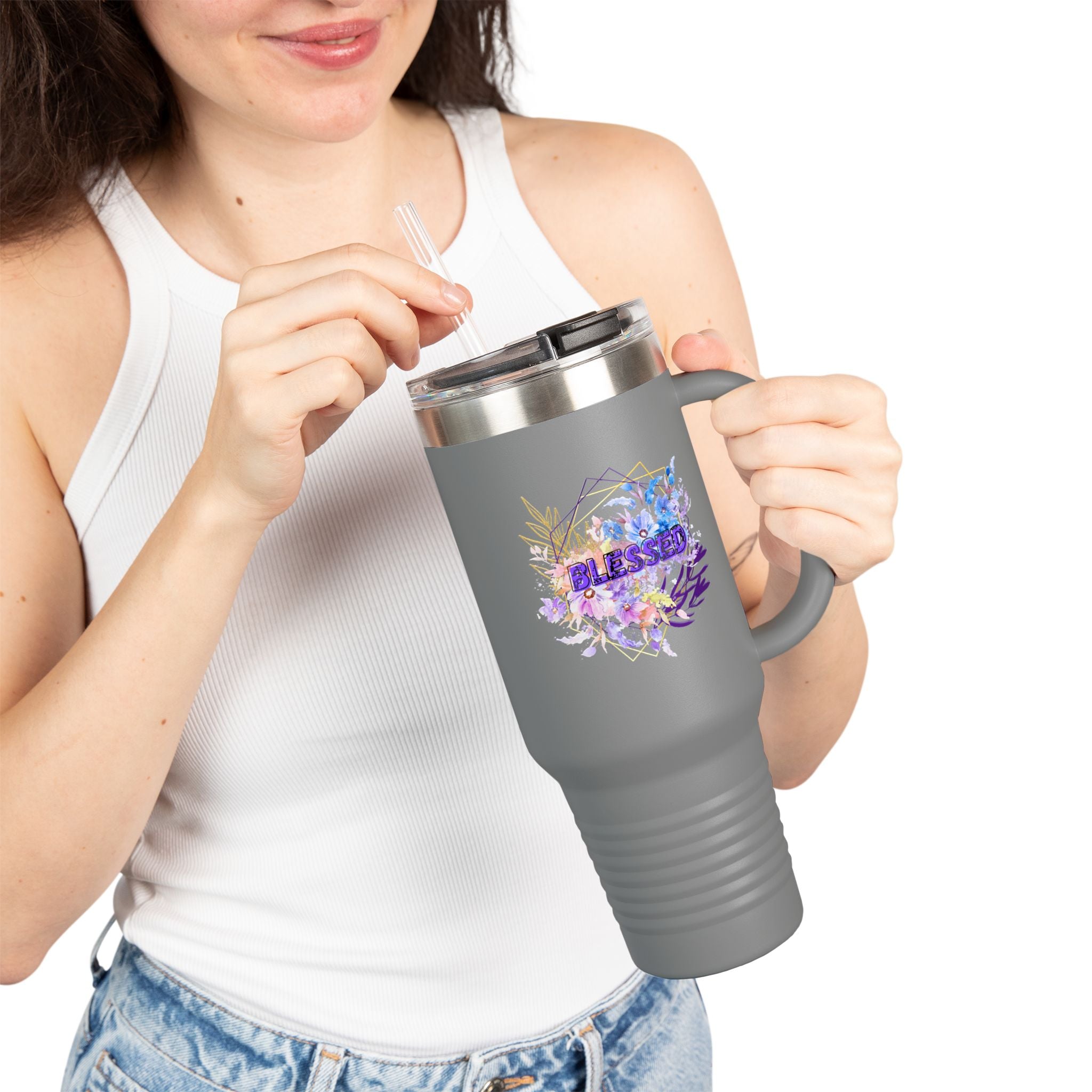 'Blessed' Floral Insulated Travel Mug  40oz