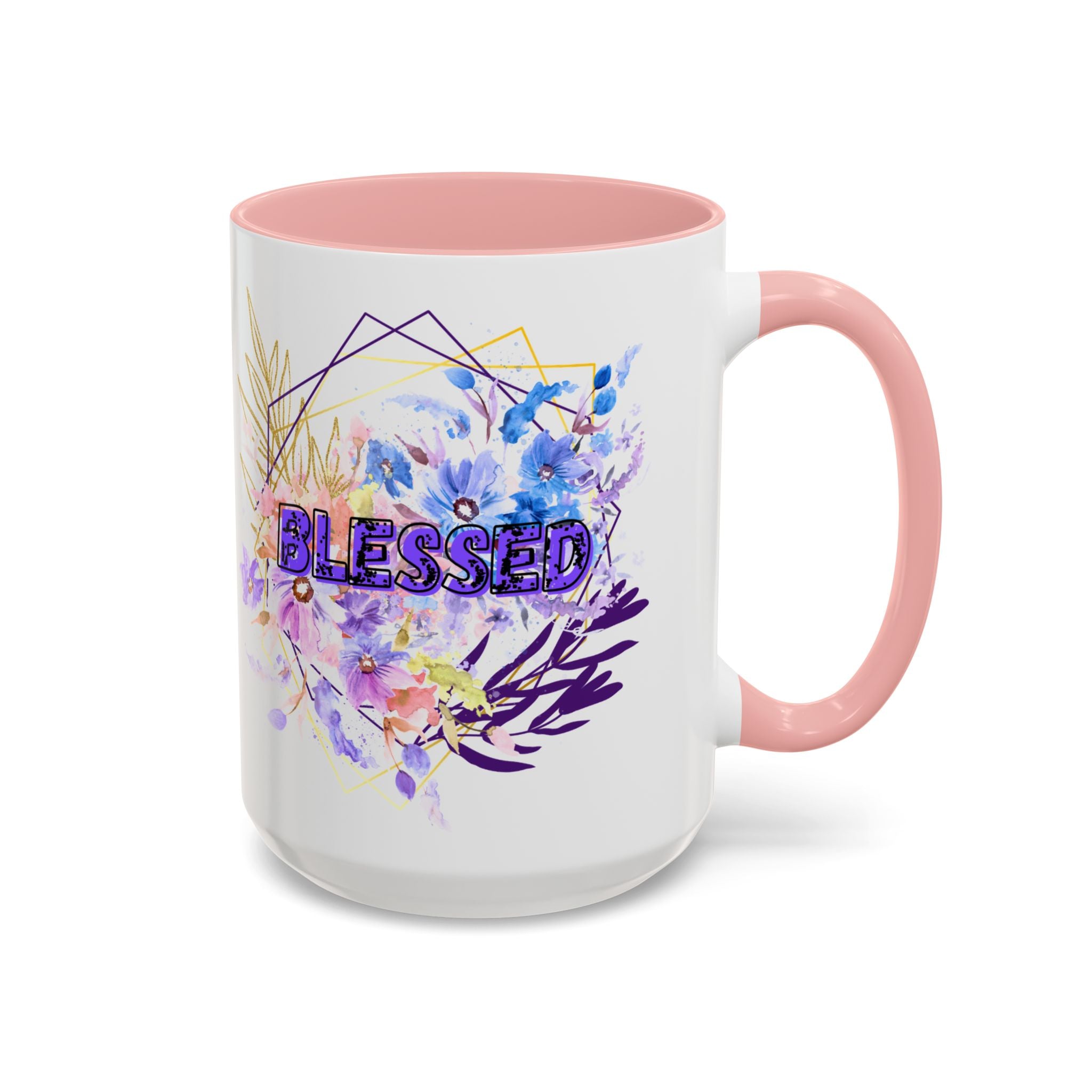 'Blessed'  — Floral Accent Coffee Mug (11oz, 15oz)