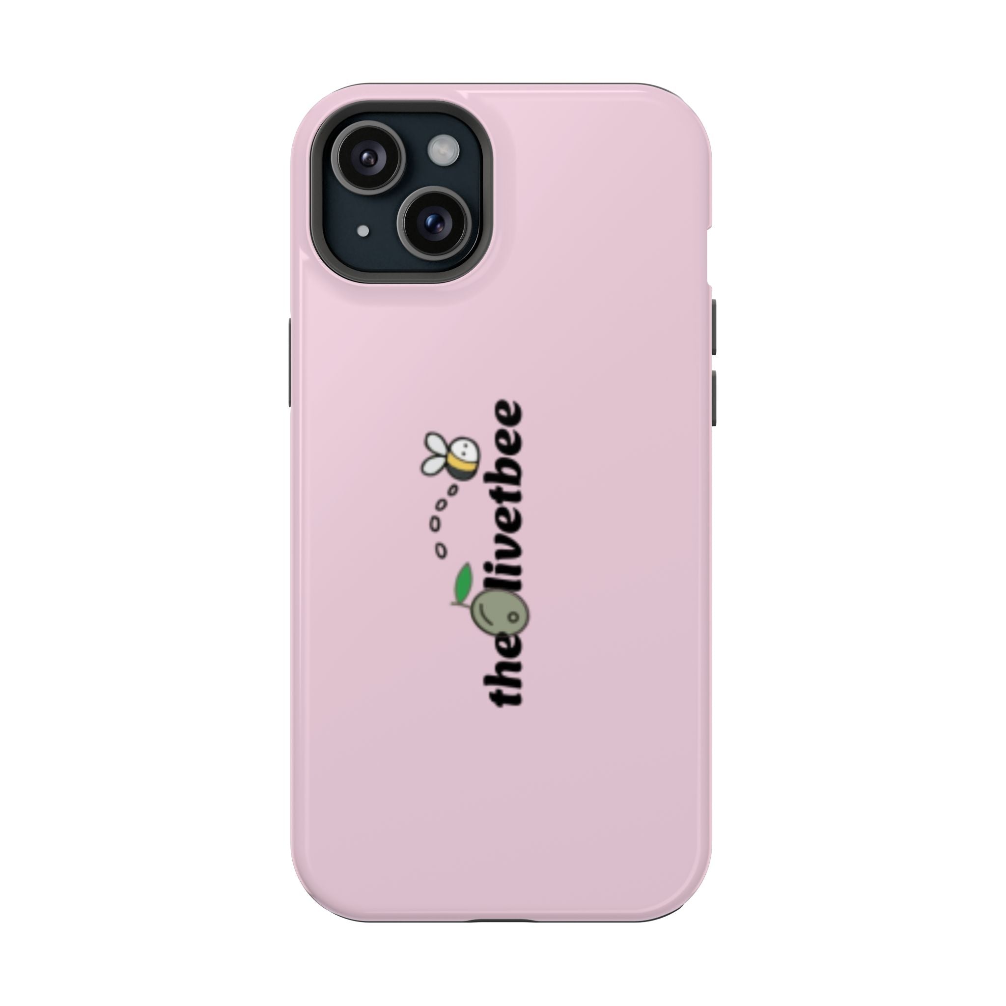 Pink Magnetic Impact-Resistant Phone Case — 'theolivetbee' , Shockproof MagSafe-Compatible Protection