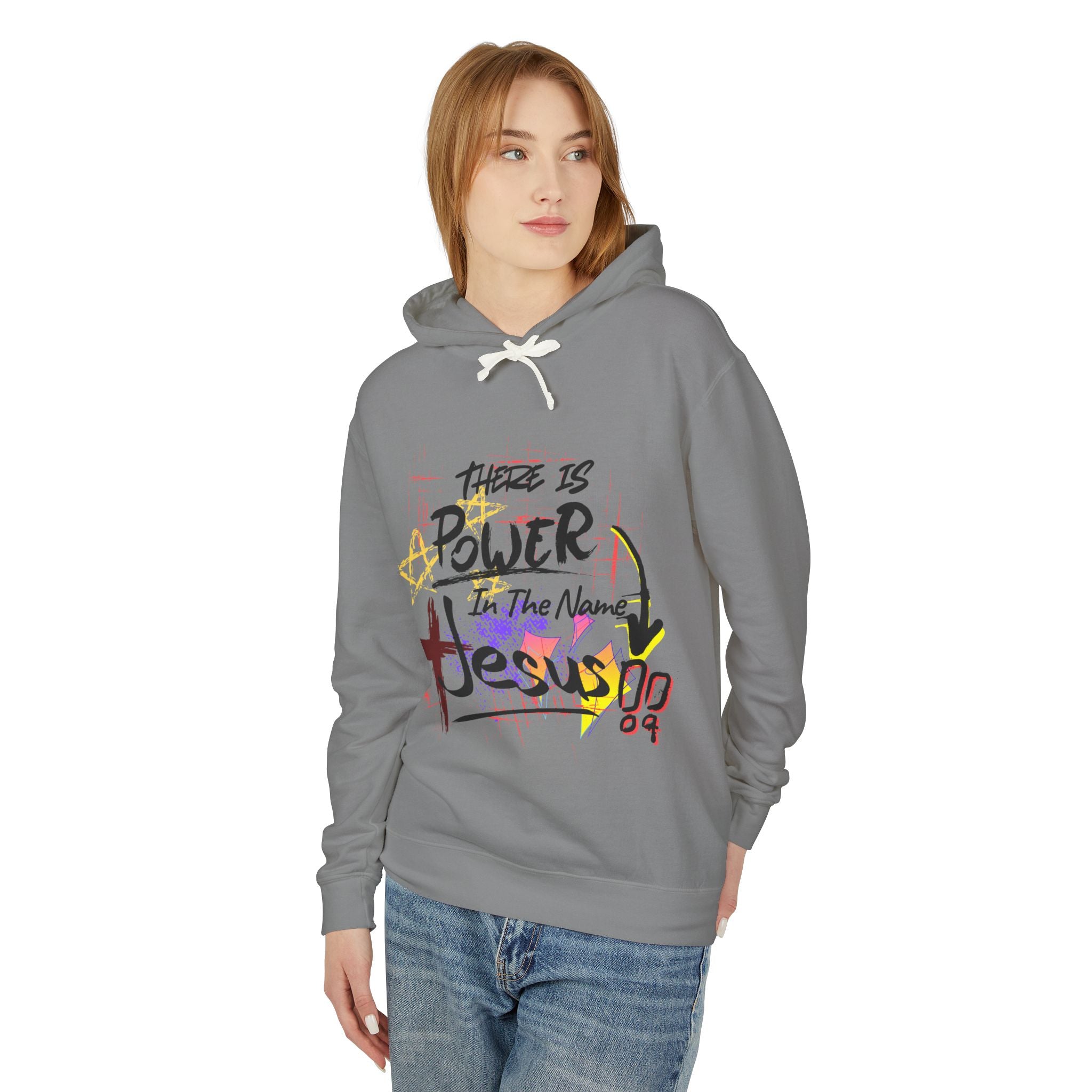 "There Is Power In The Name of Jesus" Lightweight Hooded Sweatshirt