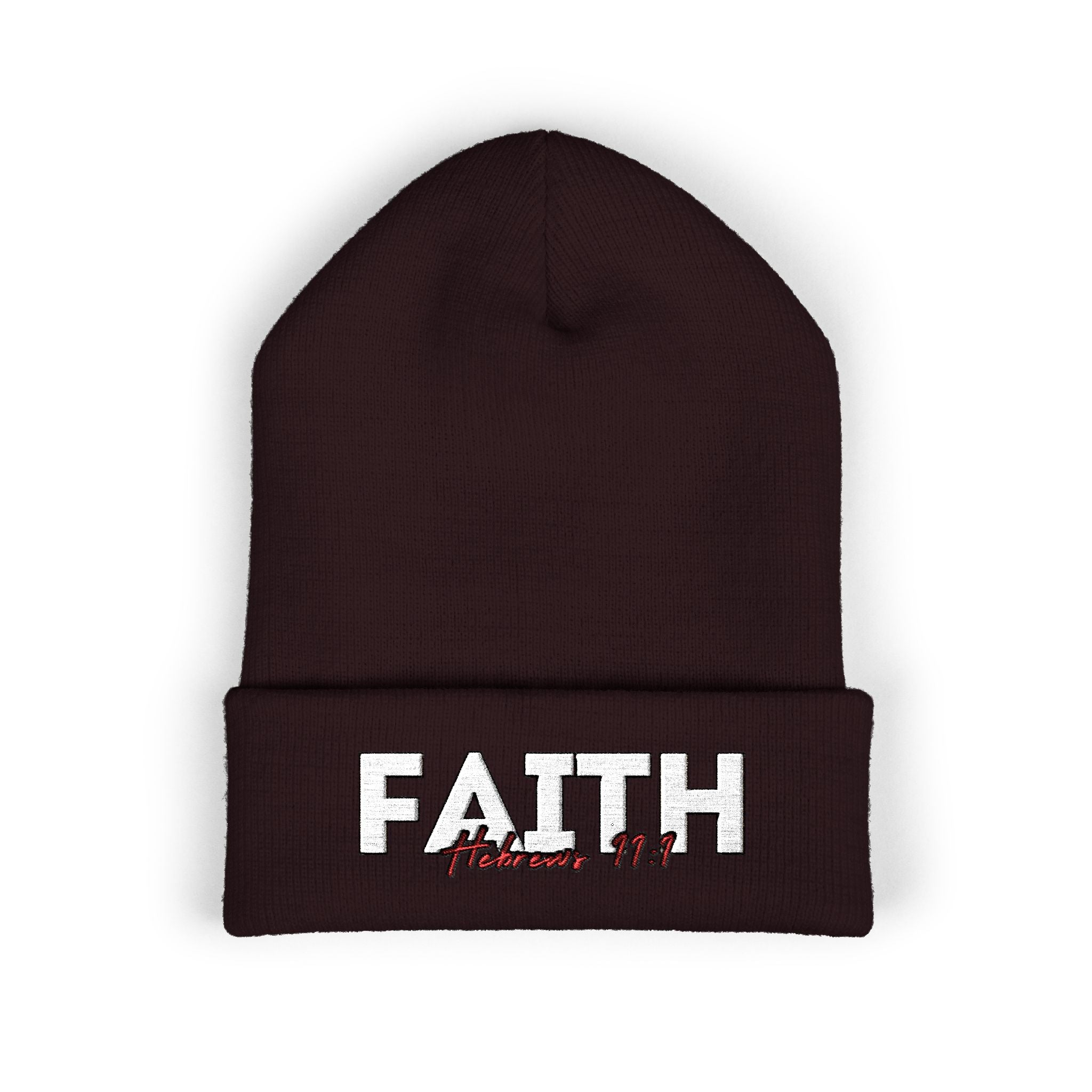 Hebrews 11:1 Faith Embroidered Cuffed Beanie