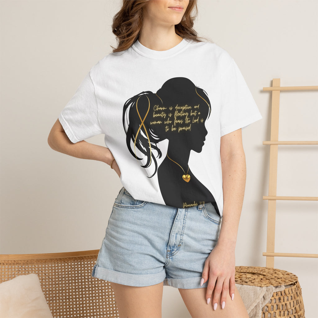 Proverbs 31:30 Gold Heart- T-Shirt