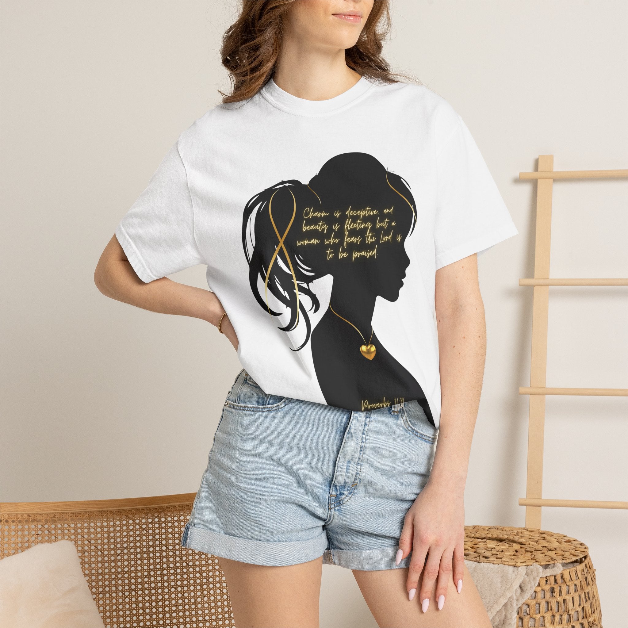 Proverbs 31:30 Gold Heart- T-Shirt