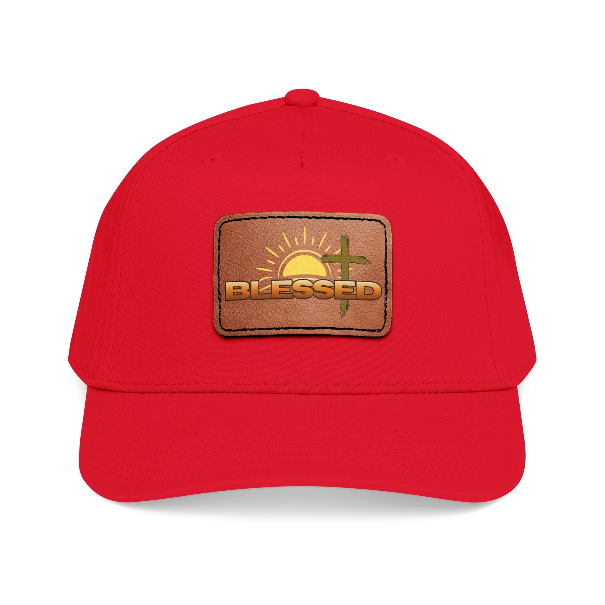 'Blessed' Sunrise Leather Patch Baseball Cap — Sunrise Cross Christian Hat