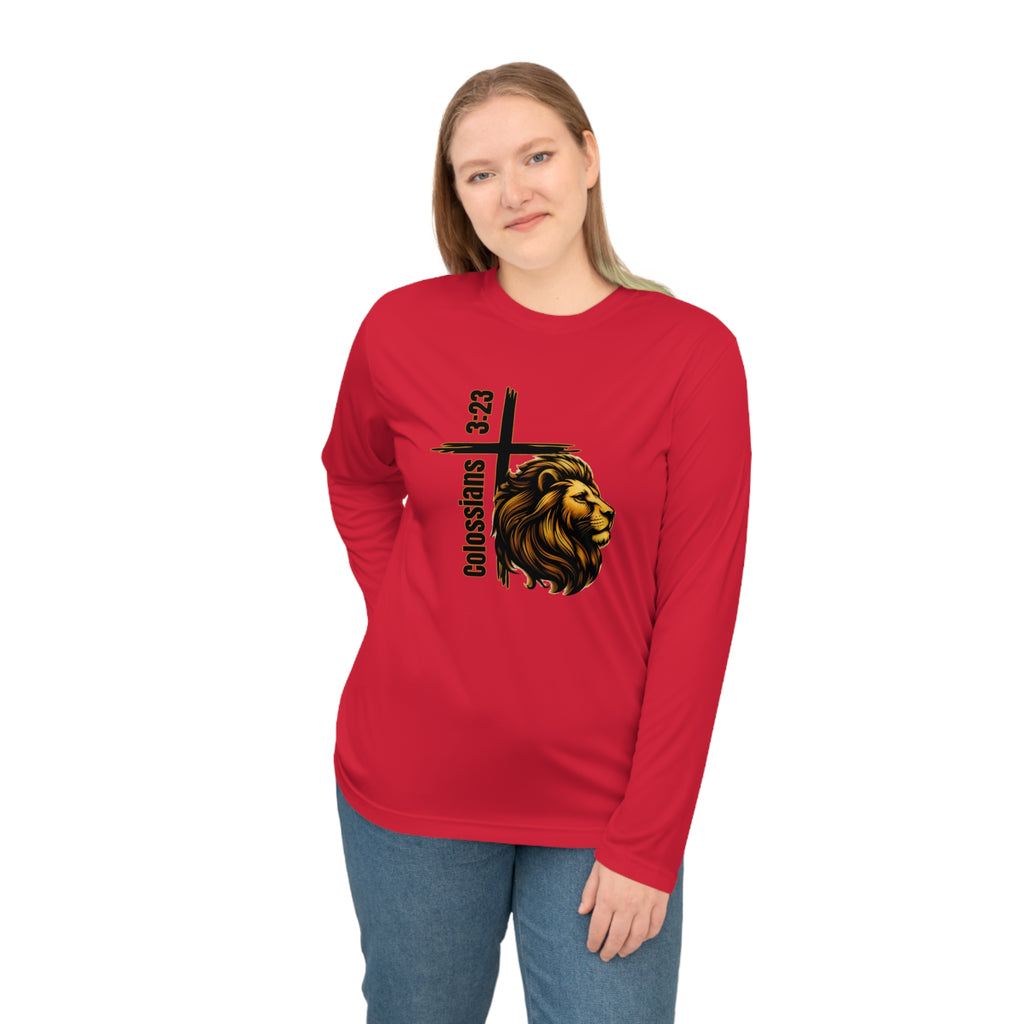 Colossians 3:23: Lion Long Sleeve Performance Shirt