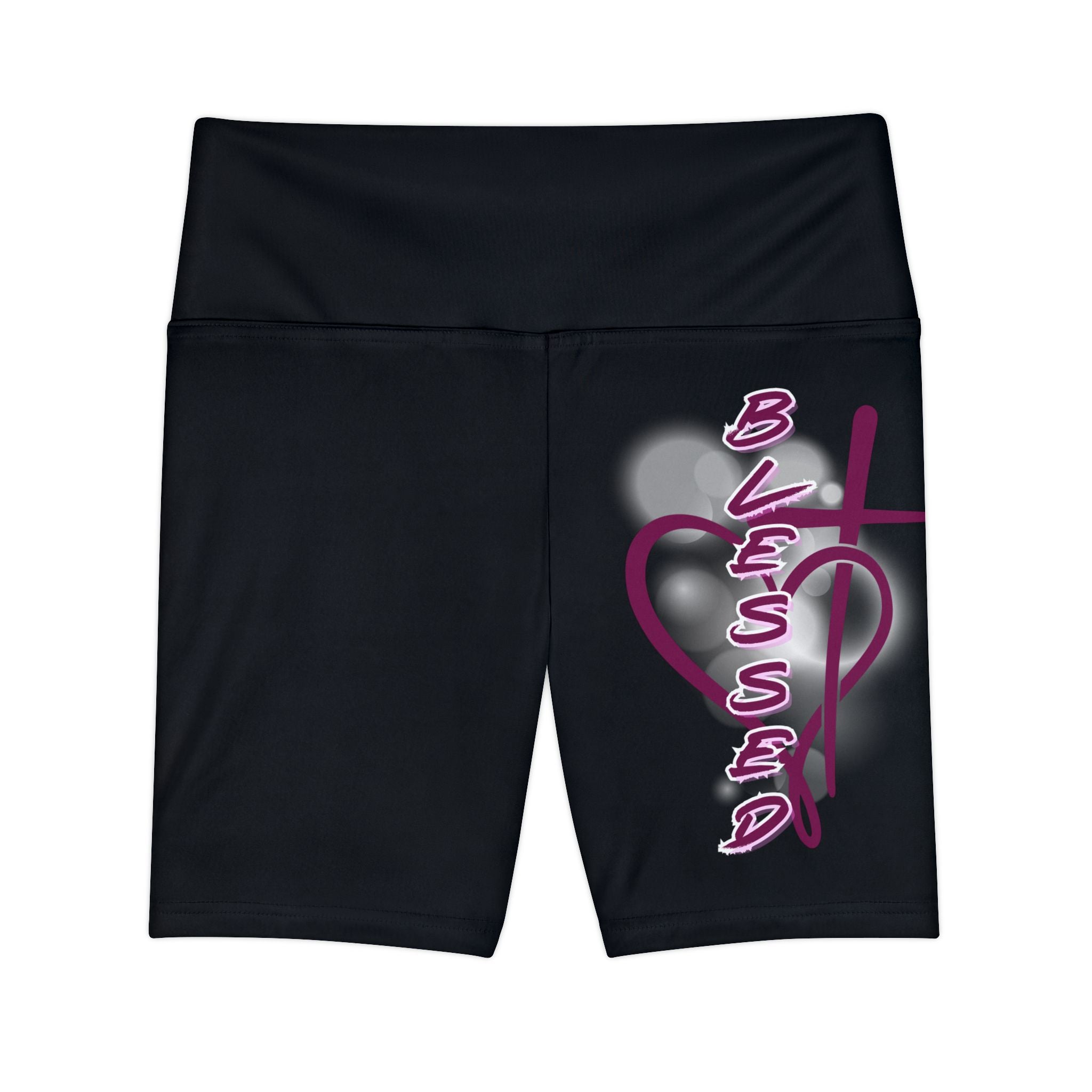 'Blessed' Heart & Cross -  Women's Workout Shorts