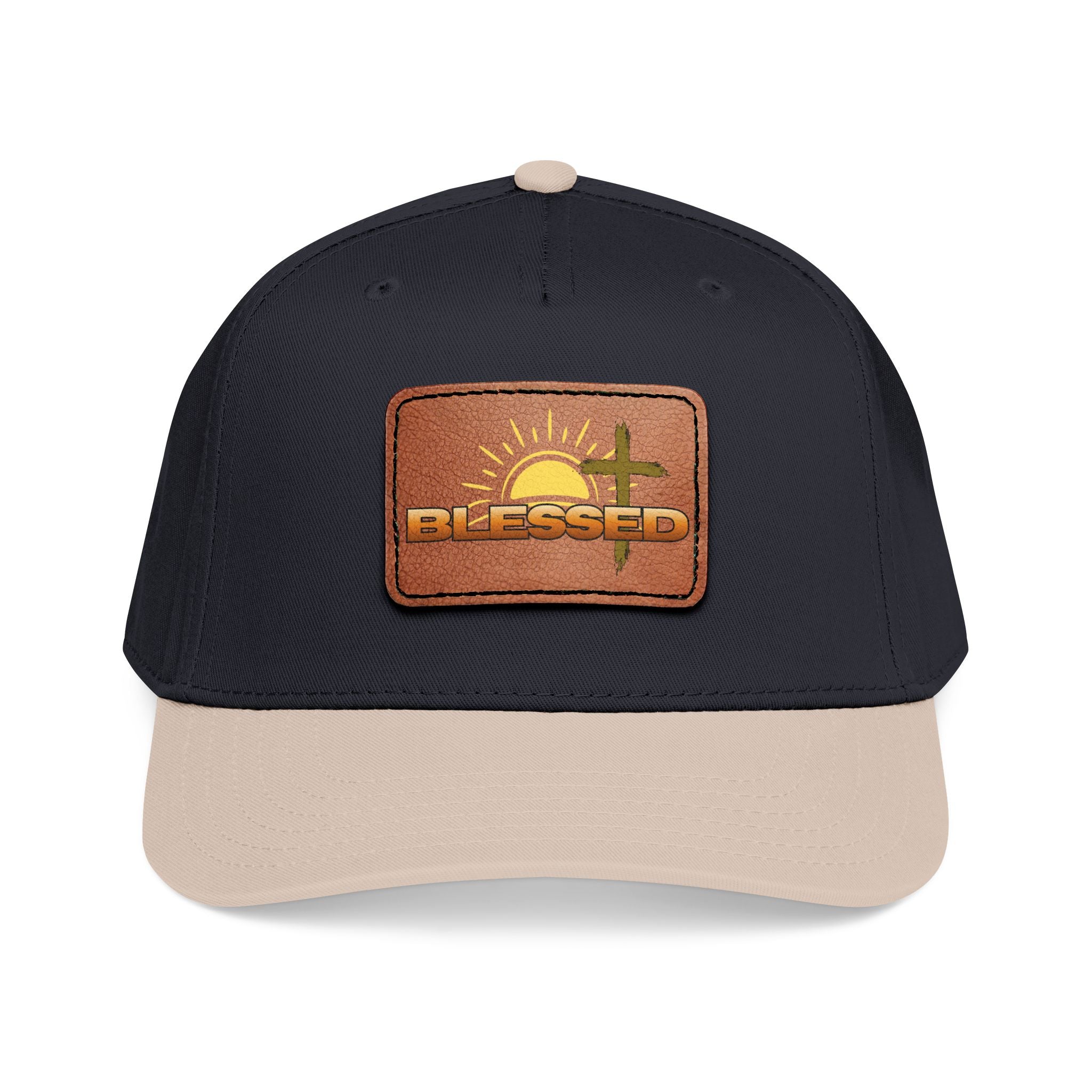 'Blessed' Sunrise Leather Patch Baseball Cap — Sunrise Cross Christian Hat