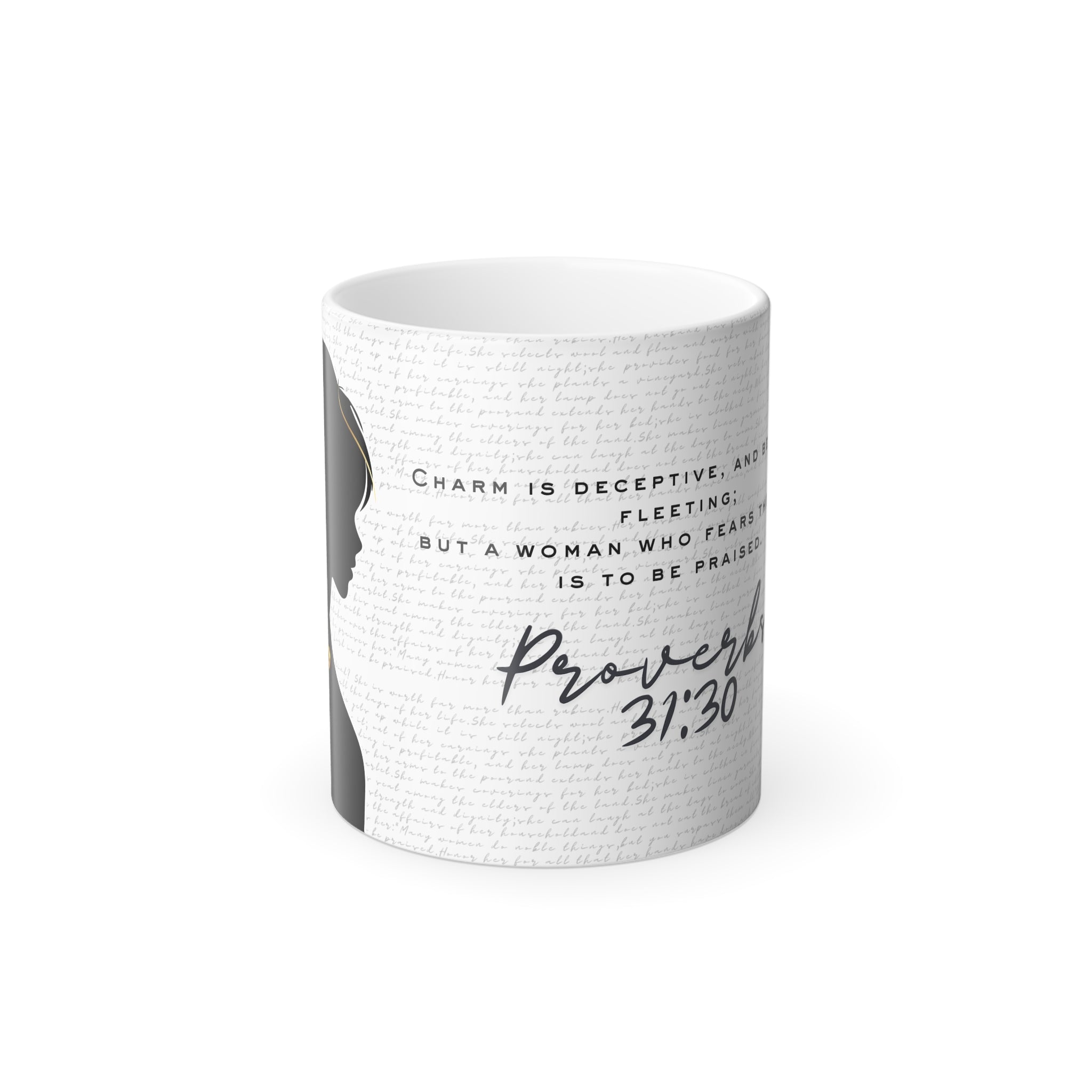 Proverbs 31:30: Gold Heart — Color Morphing Mug (11oz)