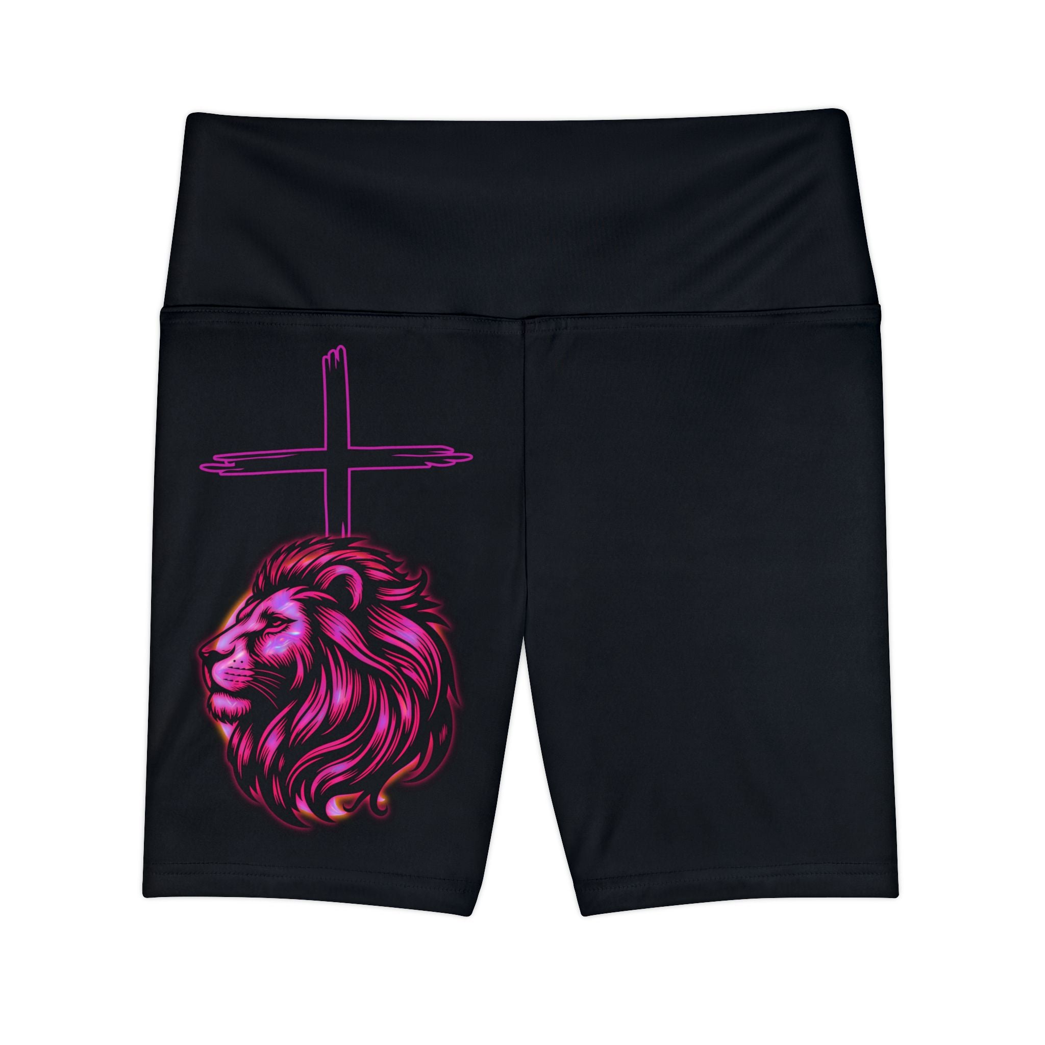 'Lion & Cross' Neon —  Women's Workout Shorts