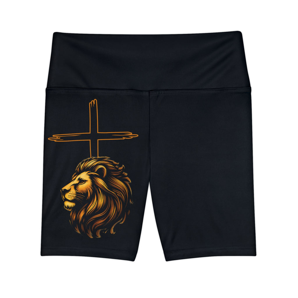 'Lion & Cross' Black — Women's Workout Shorts