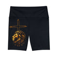 'Lion & Cross' Black — Women's Workout Shorts