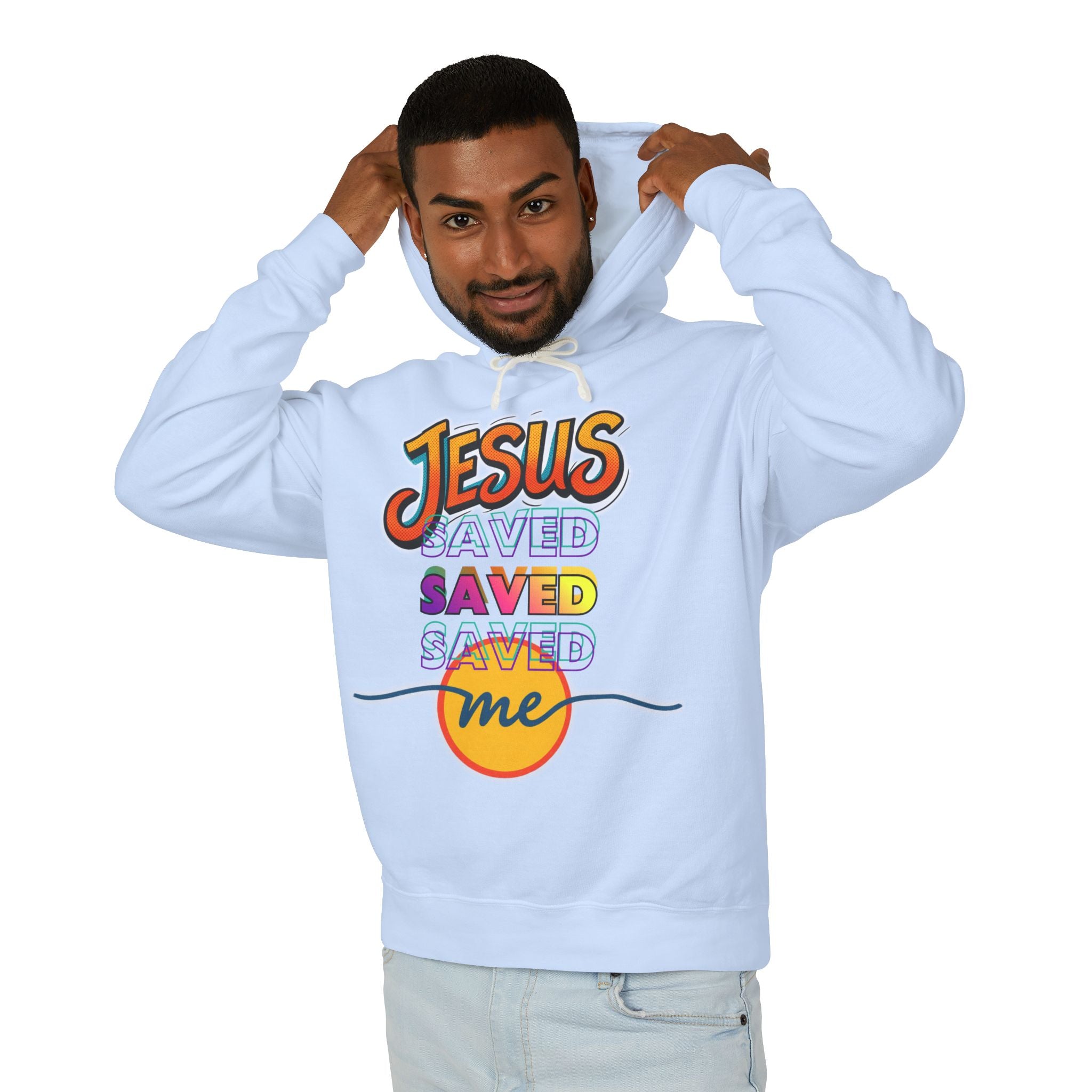 "Jesus Saved Me" Lightweight Hooded Sweatshirt