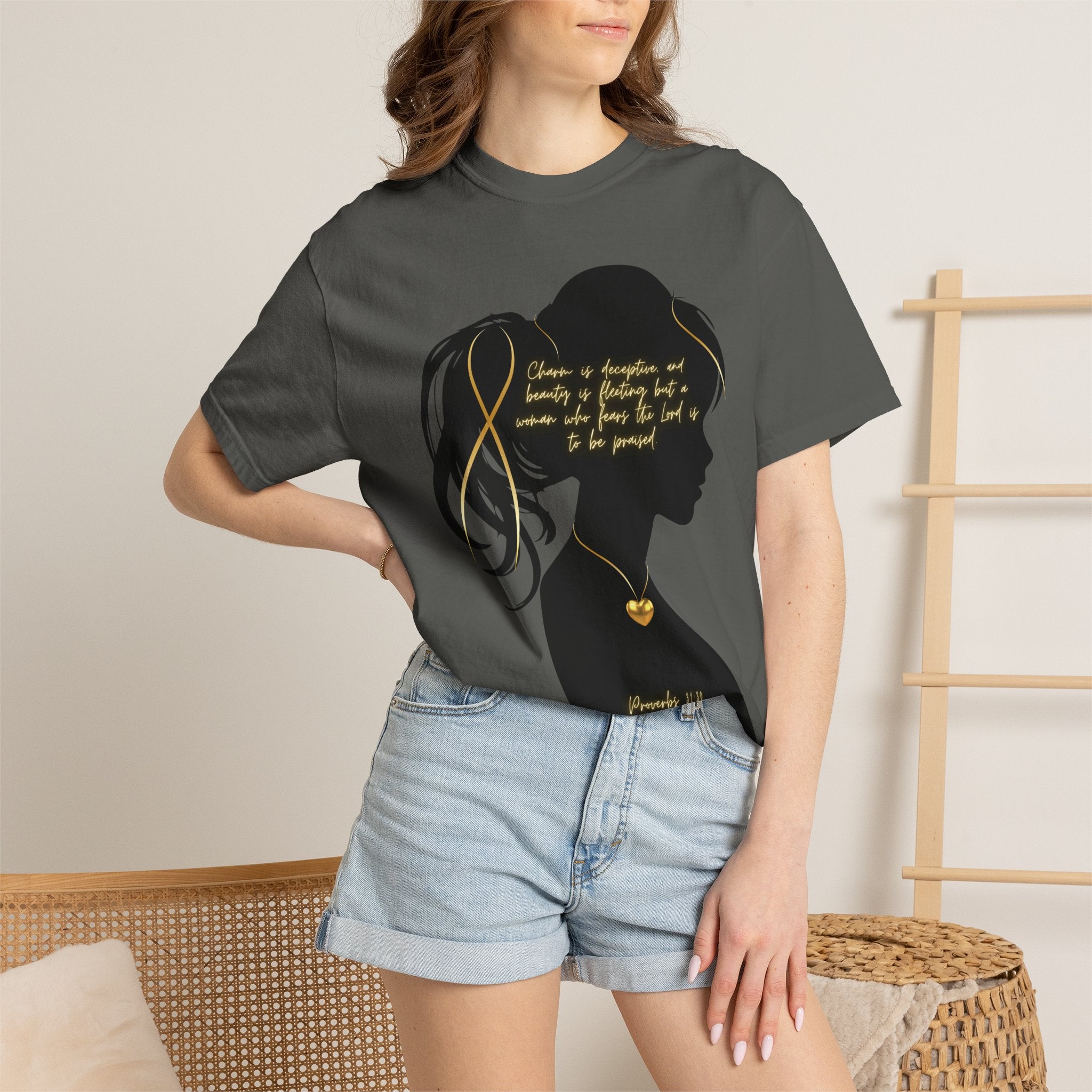 Proverbs 31:30 Gold Heart- T-Shirt
