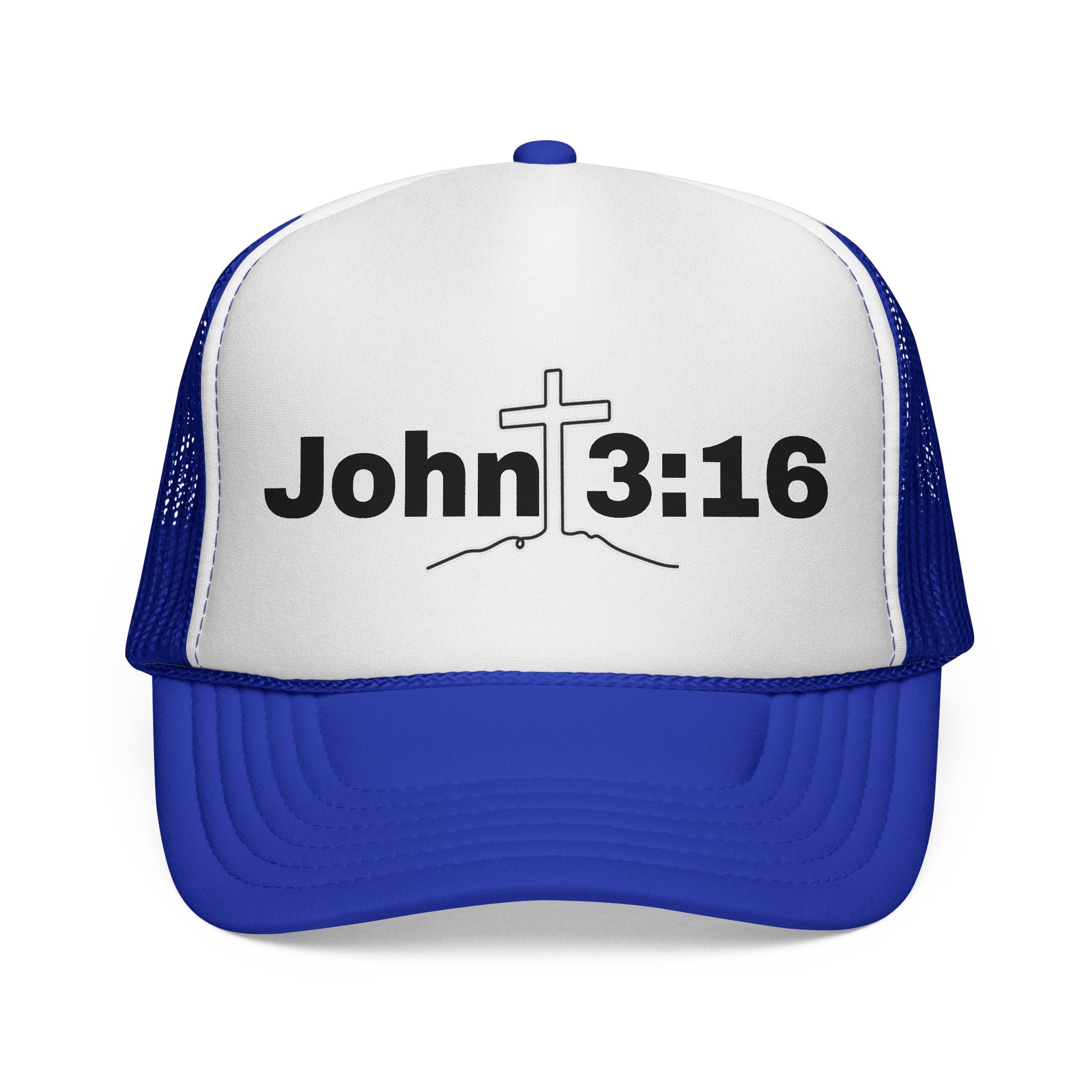 John 3:16 Trucker Hat — Christian Faith Mesh Cap with Cross