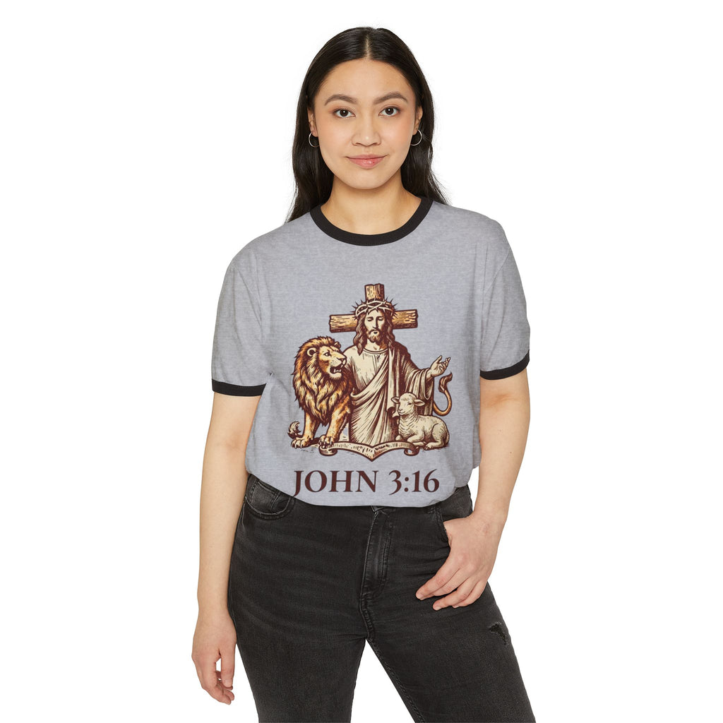 'Jesus The Lion & Lamb' - Ringer T-Shirt