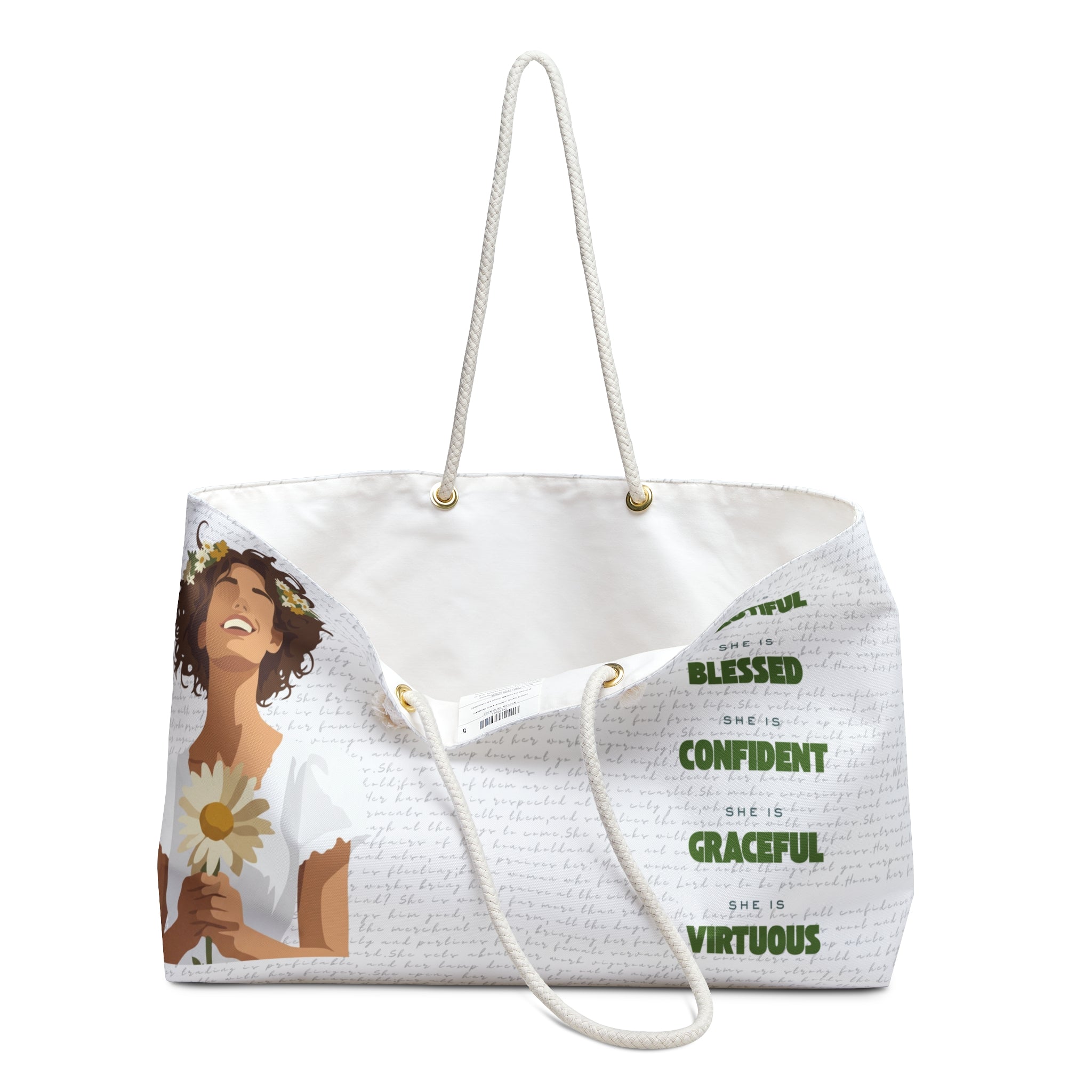 Proverbs 31:30 Woman — Floral Maiden Weekender Bag
