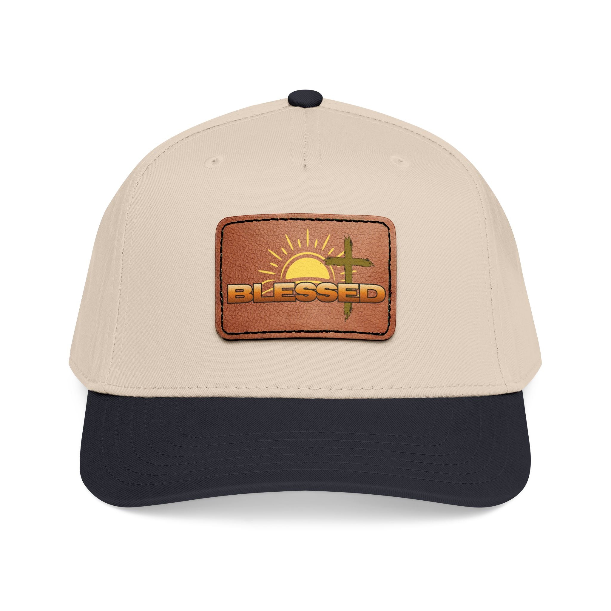'Blessed' Sunrise Leather Patch Baseball Cap — Sunrise Cross Christian Hat