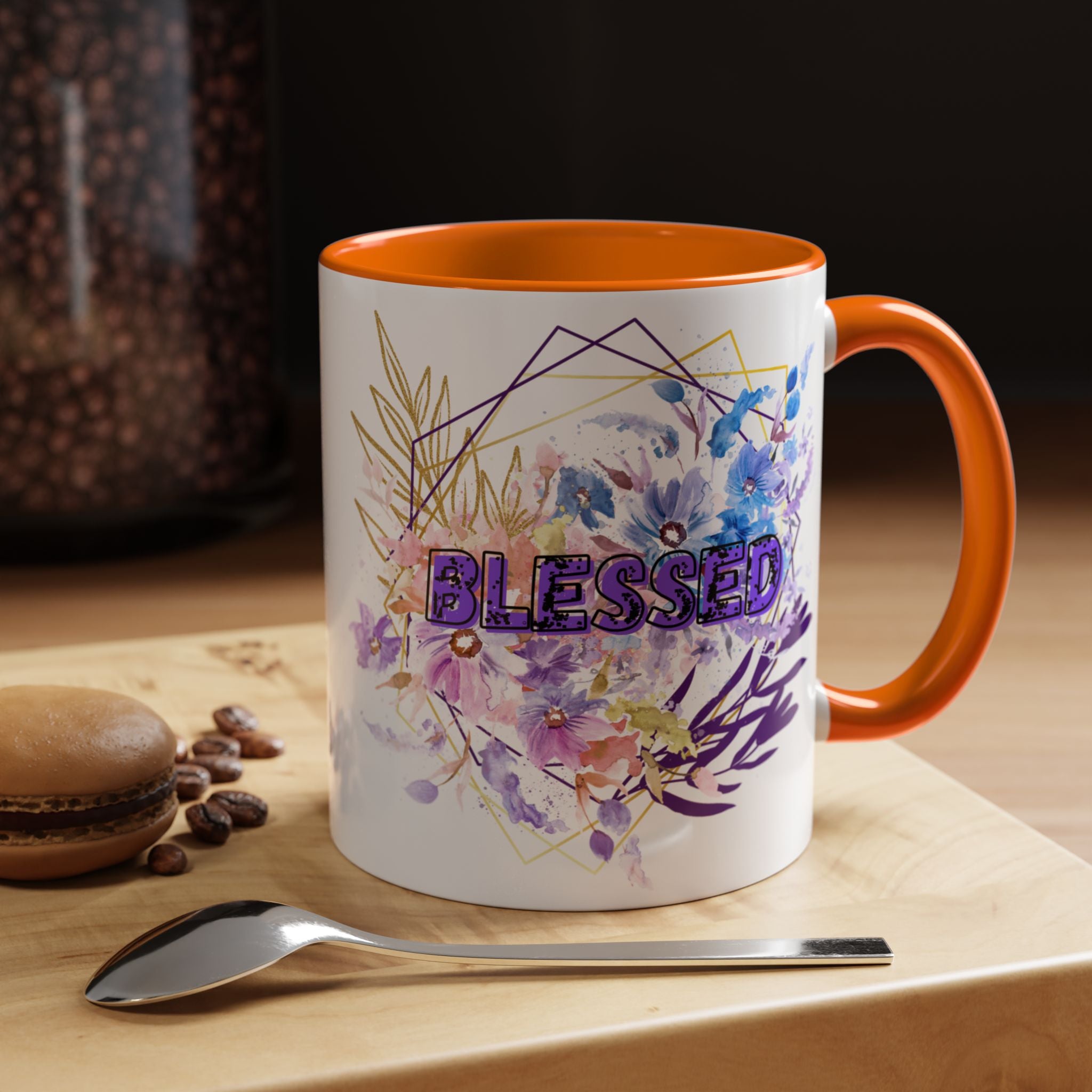 'Blessed'  — Floral Accent Coffee Mug (11oz, 15oz)
