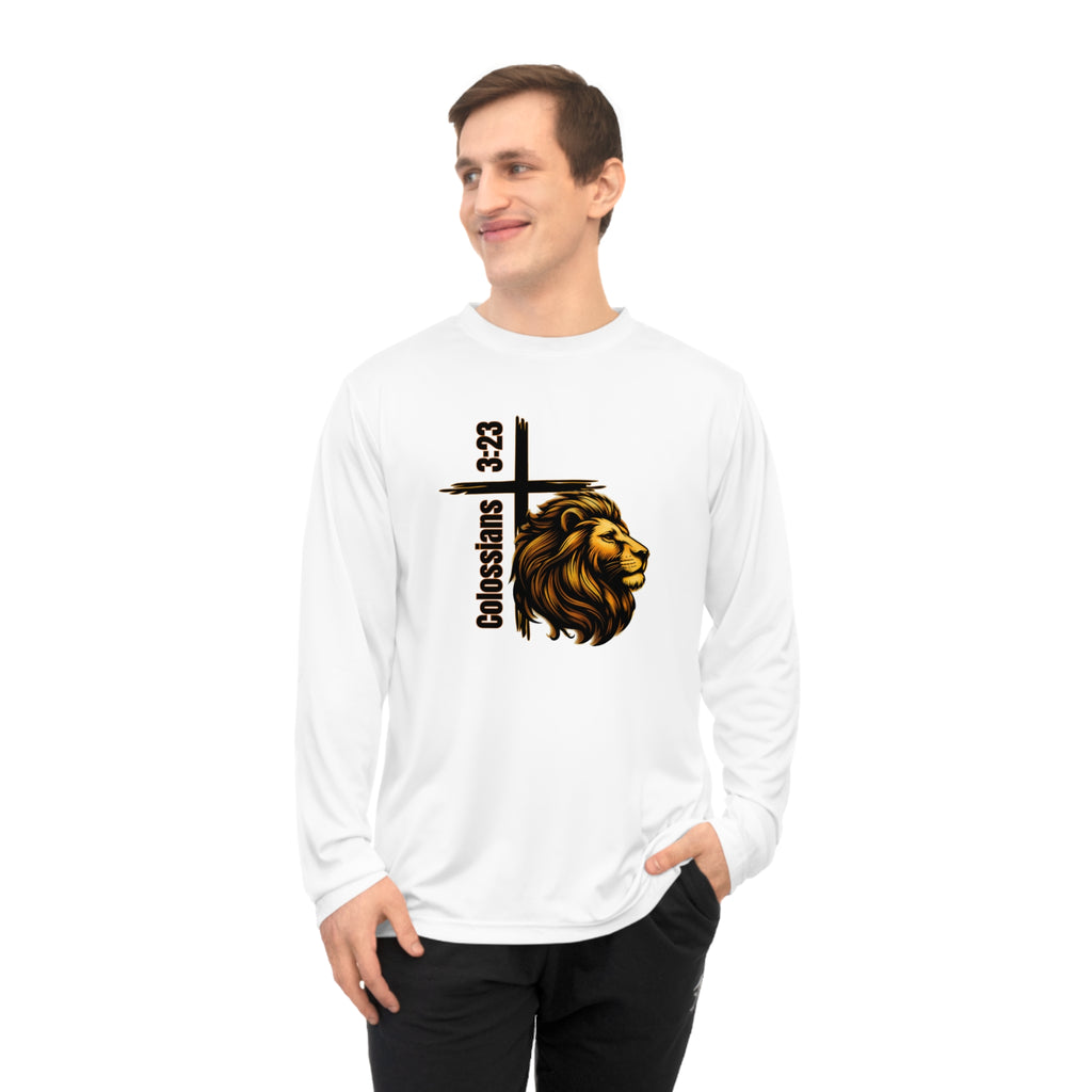 Colossians 3:23: Lion Long Sleeve Performance Shirt
