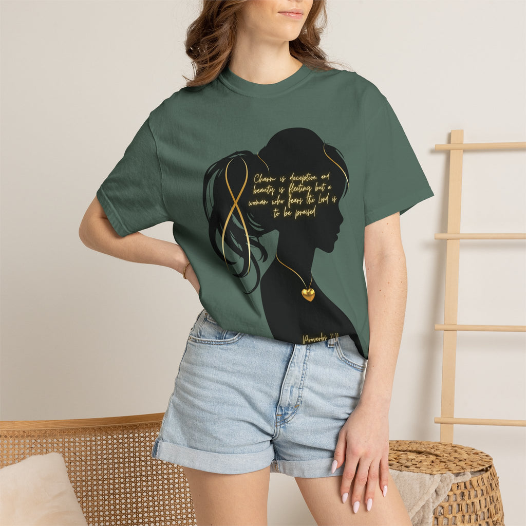 Proverbs 31:30 Gold Heart- T-Shirt