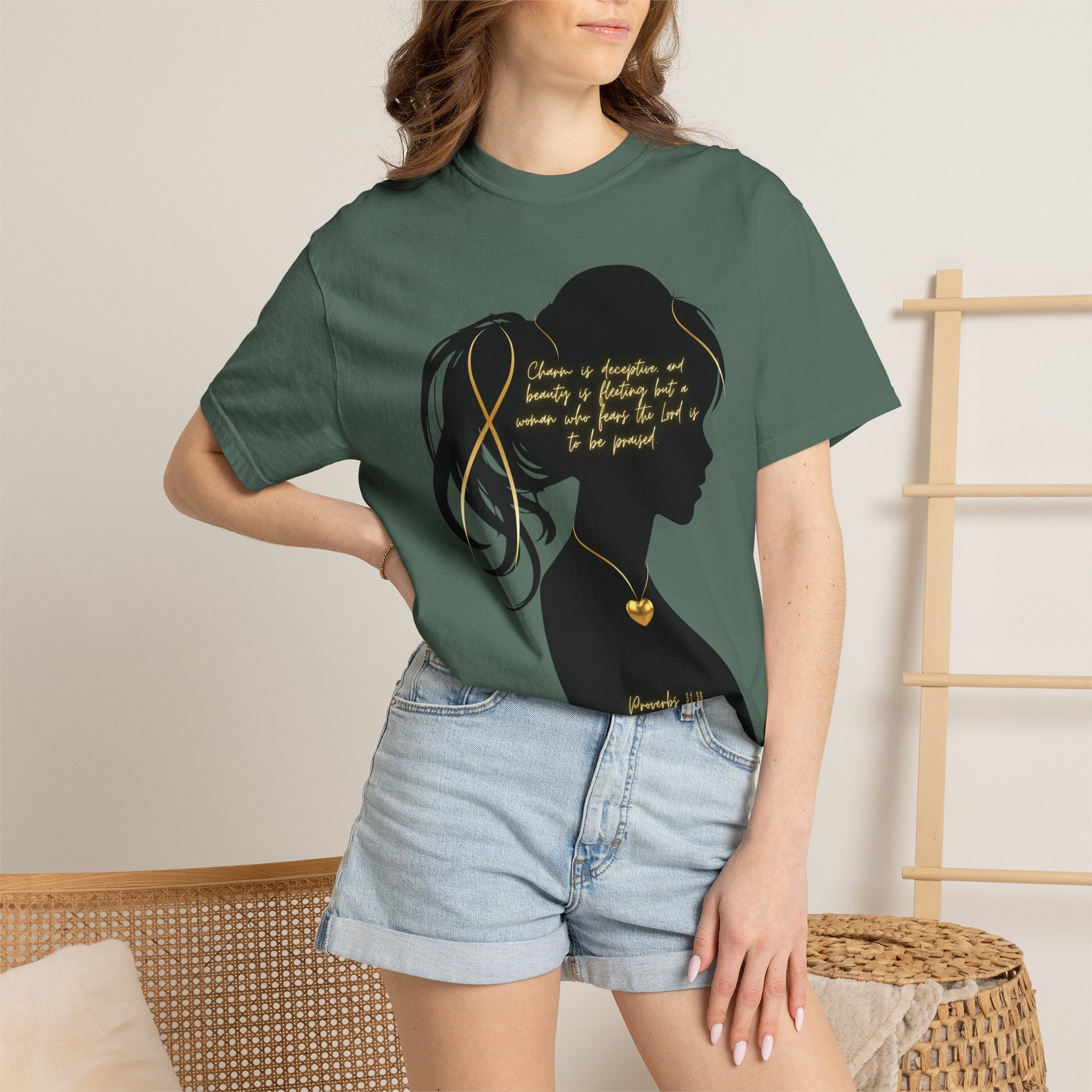 Proverbs 31:30 Gold Heart- T-Shirt