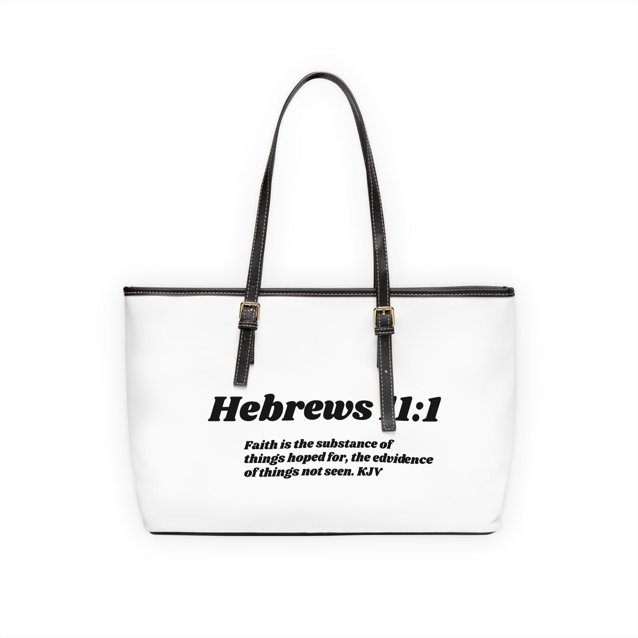 Hebrews 11:1 PU Leather Shoulder Bag — Christian Tote with "theOlivetbee" Logo