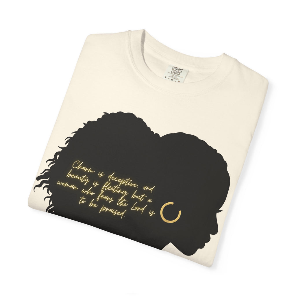 Proverbs 31:30 Gold Earring - T-Shirt