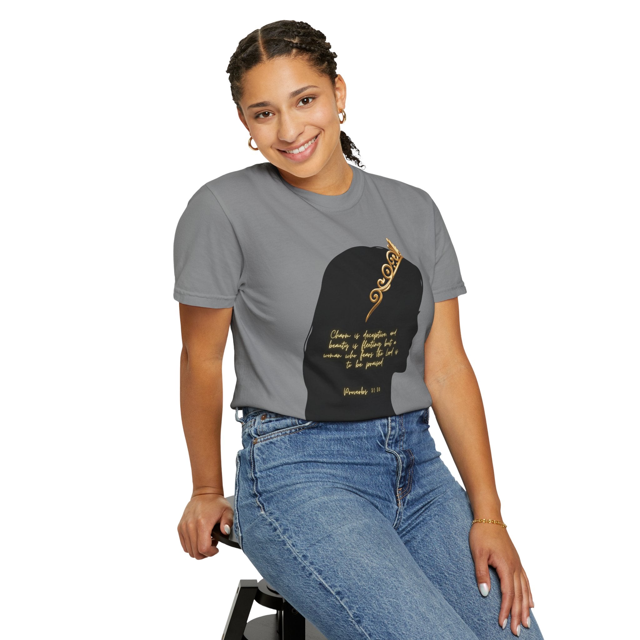 Proverbs 31:30 Gold Crown - T-Shirt