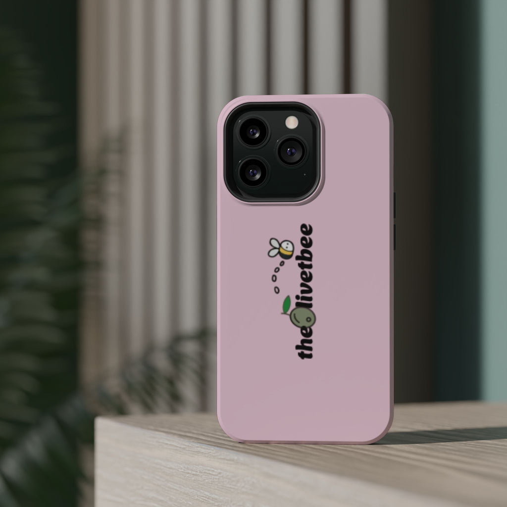 Pink Magnetic Impact-Resistant Phone Case — 'theolivetbee' , Shockproof MagSafe-Compatible Protection