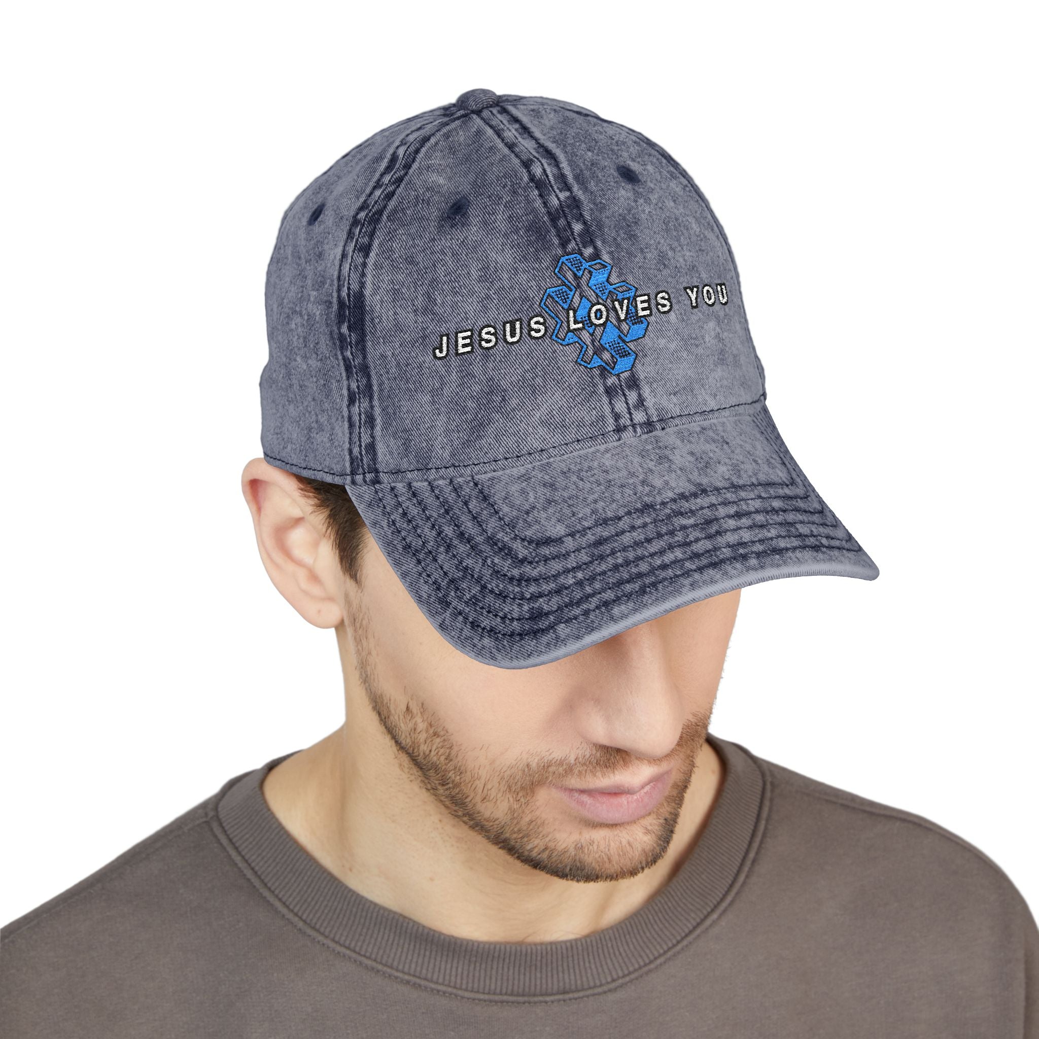 '# Jesus Loves You' Embroidered Vintage Cap
