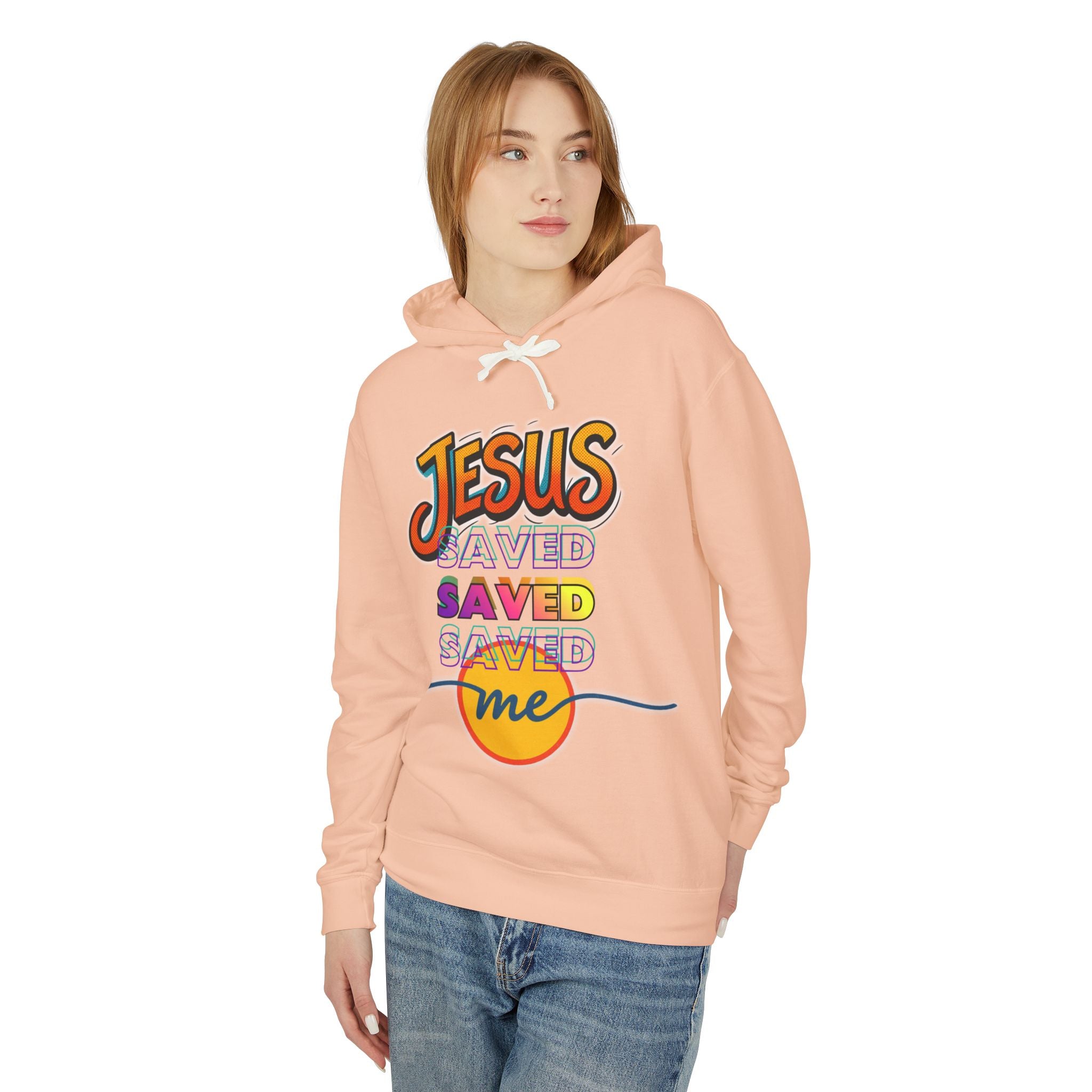 "Jesus Saved Me" Lightweight Hooded Sweatshirt