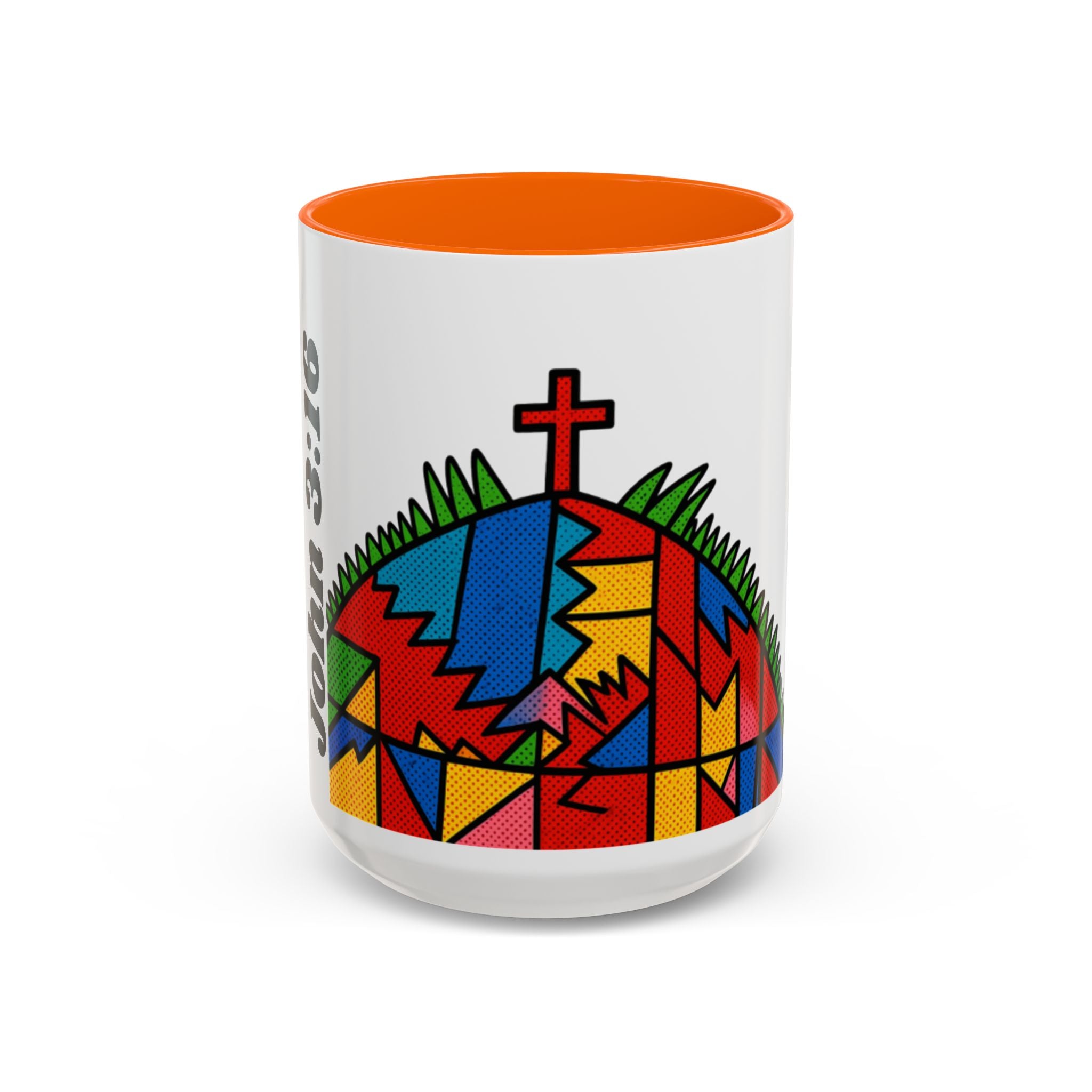 Colorful Christian Cross Accent Coffee Mug — Vibrant Faith Art (11/15oz)