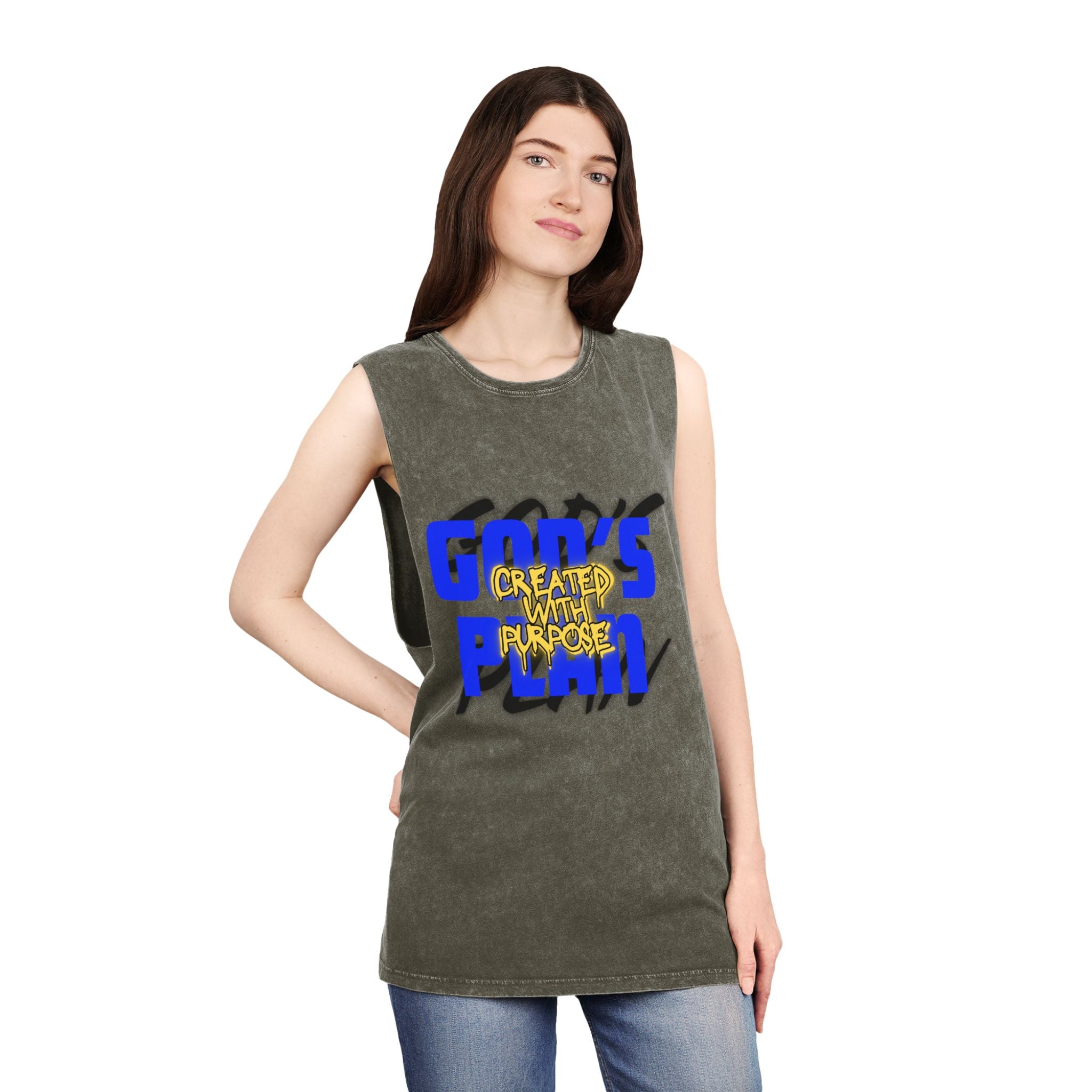 "Created With Purpose" — Graphic Stonewash Muscle Tee