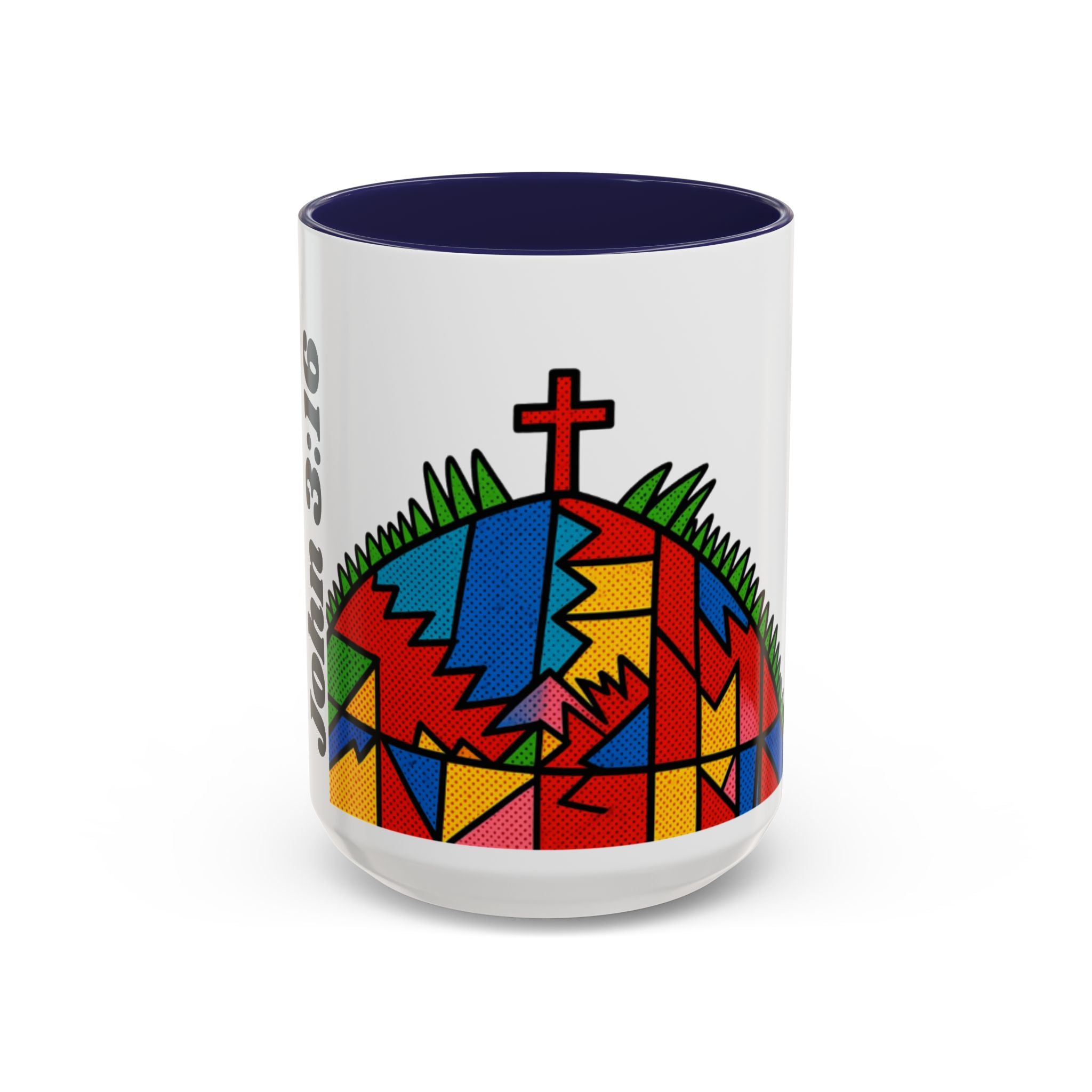 Colorful Christian Cross Accent Coffee Mug — Vibrant Faith Art (11/15oz)