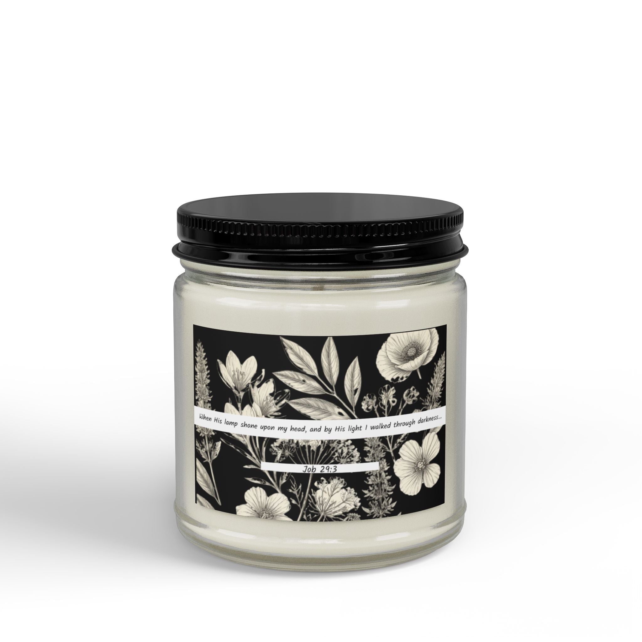 Job 29:3: B&W Botanical Design — Soy Candle (4oz & 9oz)