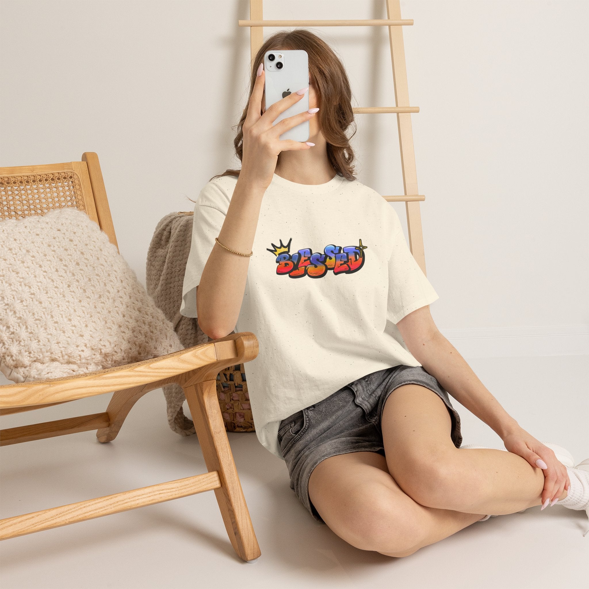 'Blessed' Crown Graffiti Tee
